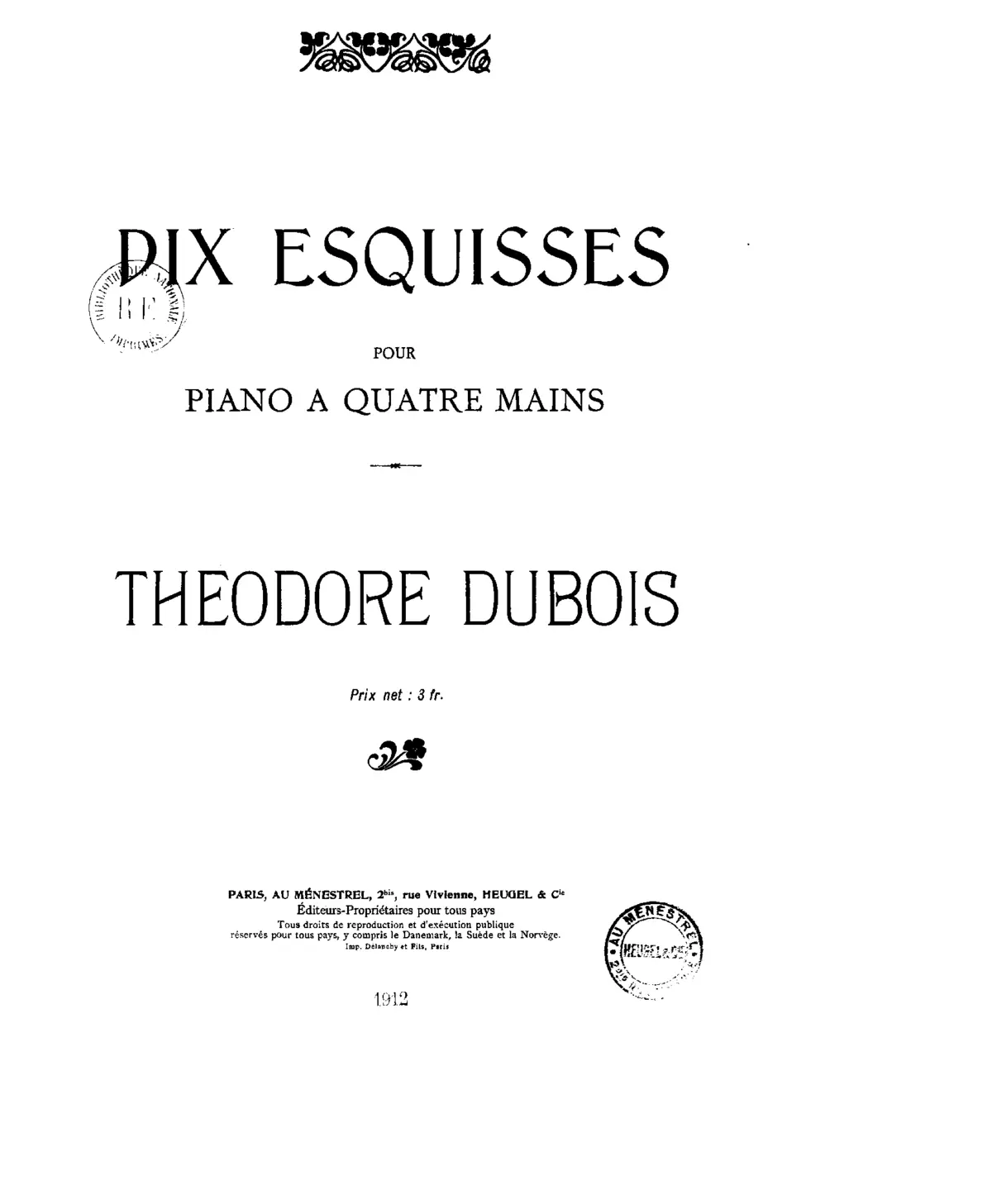 Dix esquisses pour piano à quatre mains - Page 1