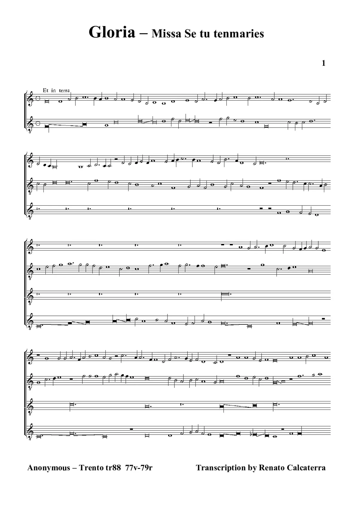 Missa Se tu t'enmaries - Page 1