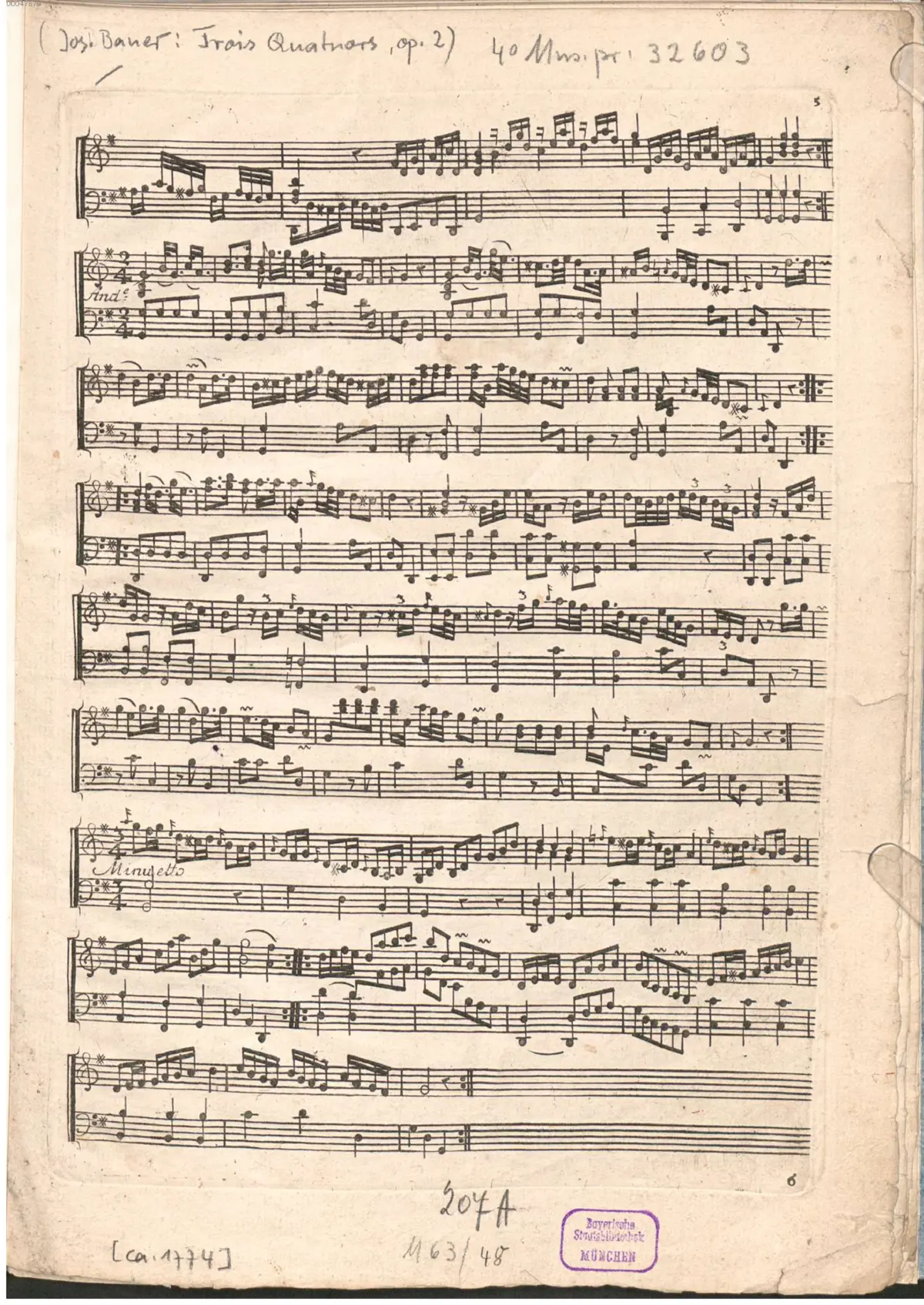 3 quatuors pour le clavecin avec l'accompagnement d'un Flute traversiere, violon et violoncelle - Page 1