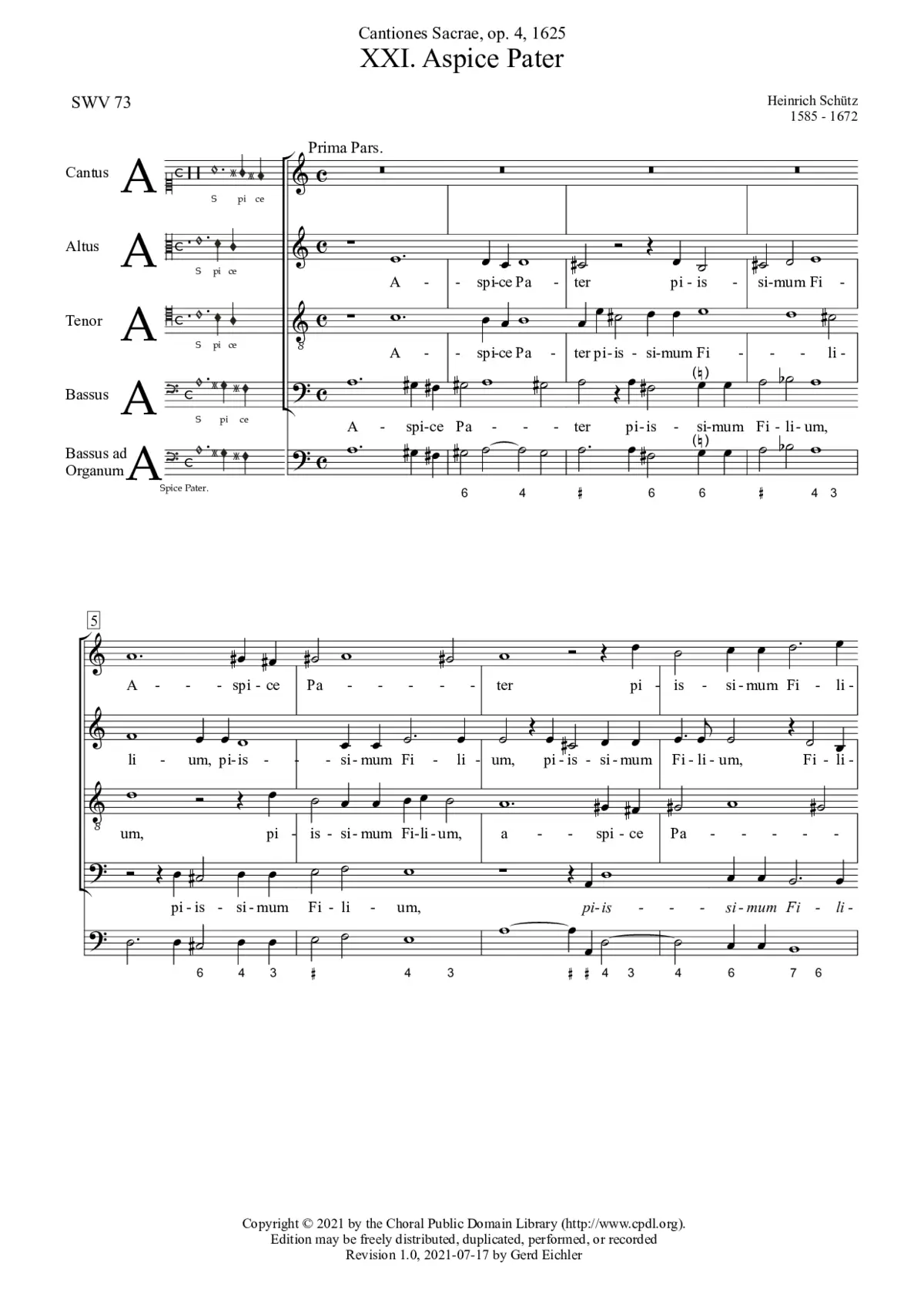 Aspice Pater piissimum Filium, SWV 73 - Page 1