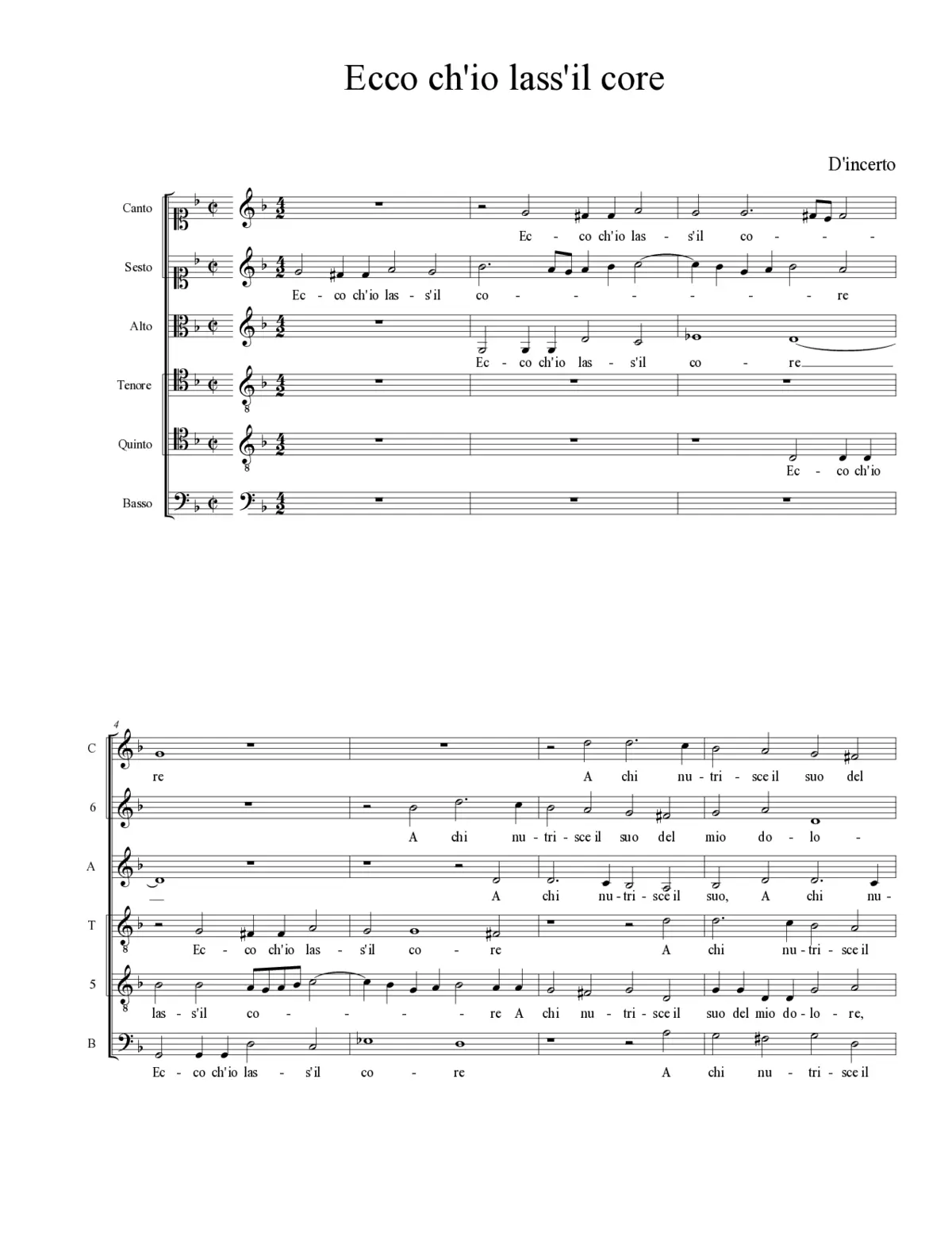Ecco ch'io lass'il core - Page 1