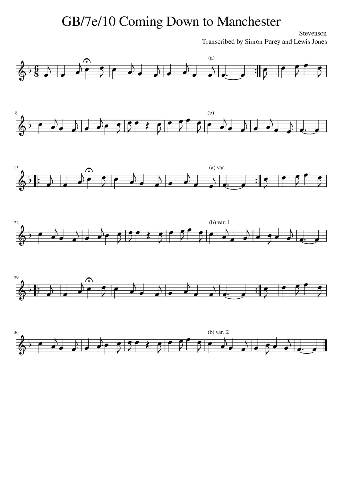 GB/7e/10 Coming Down to Manchester - Page 1