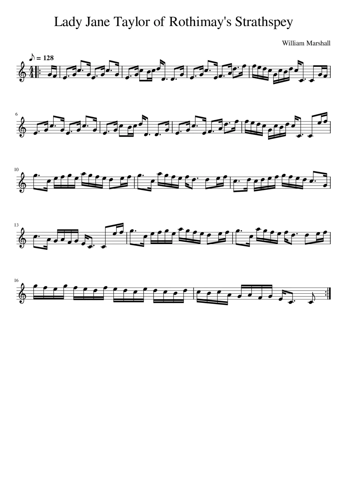 Lady Jane Taylor of Rothimay's Strathspey - Page 1