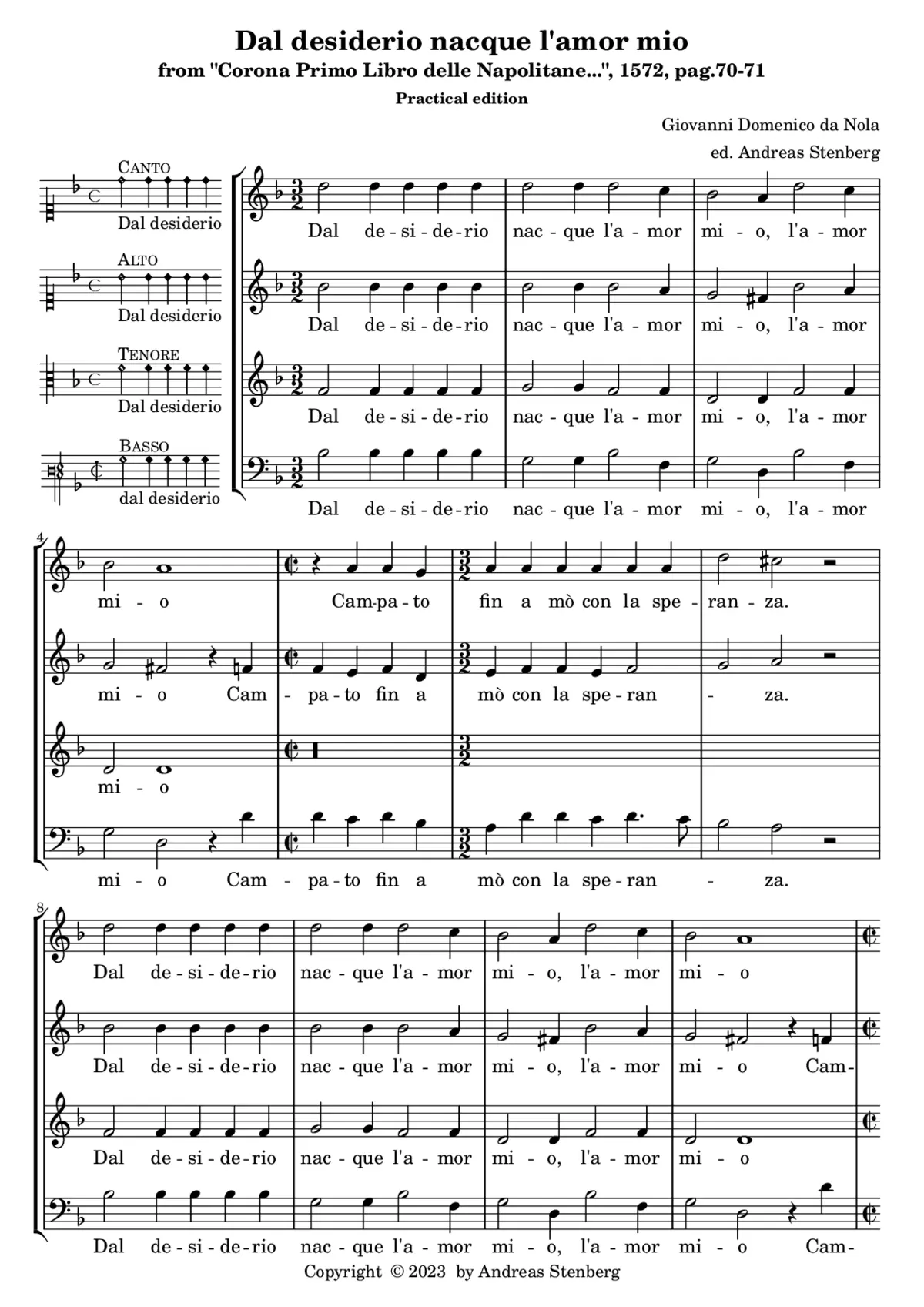 Dal desiderio naque l'amor mio - Page 1