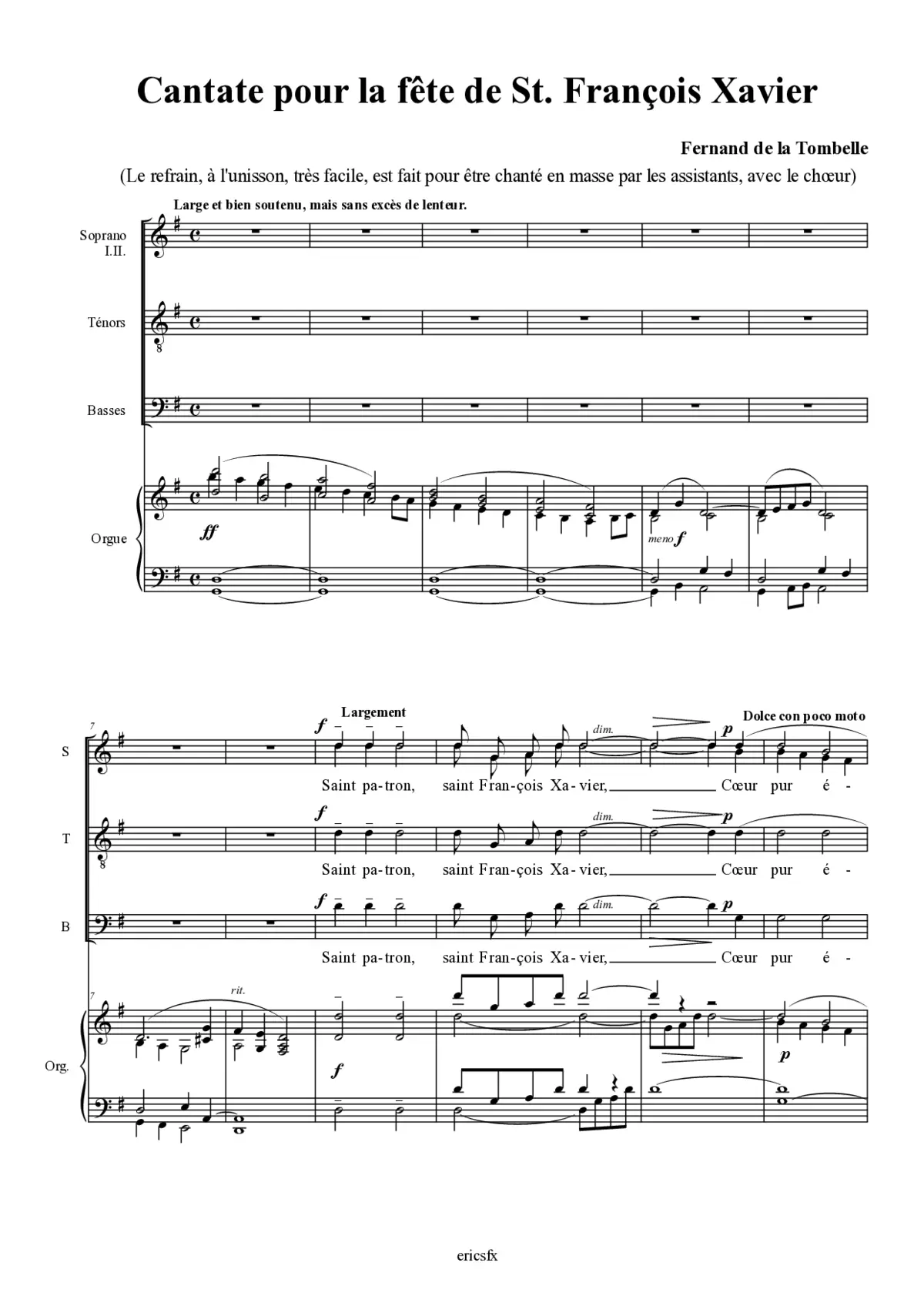 Cantate pour la fête de St. François Xavier - Page 1