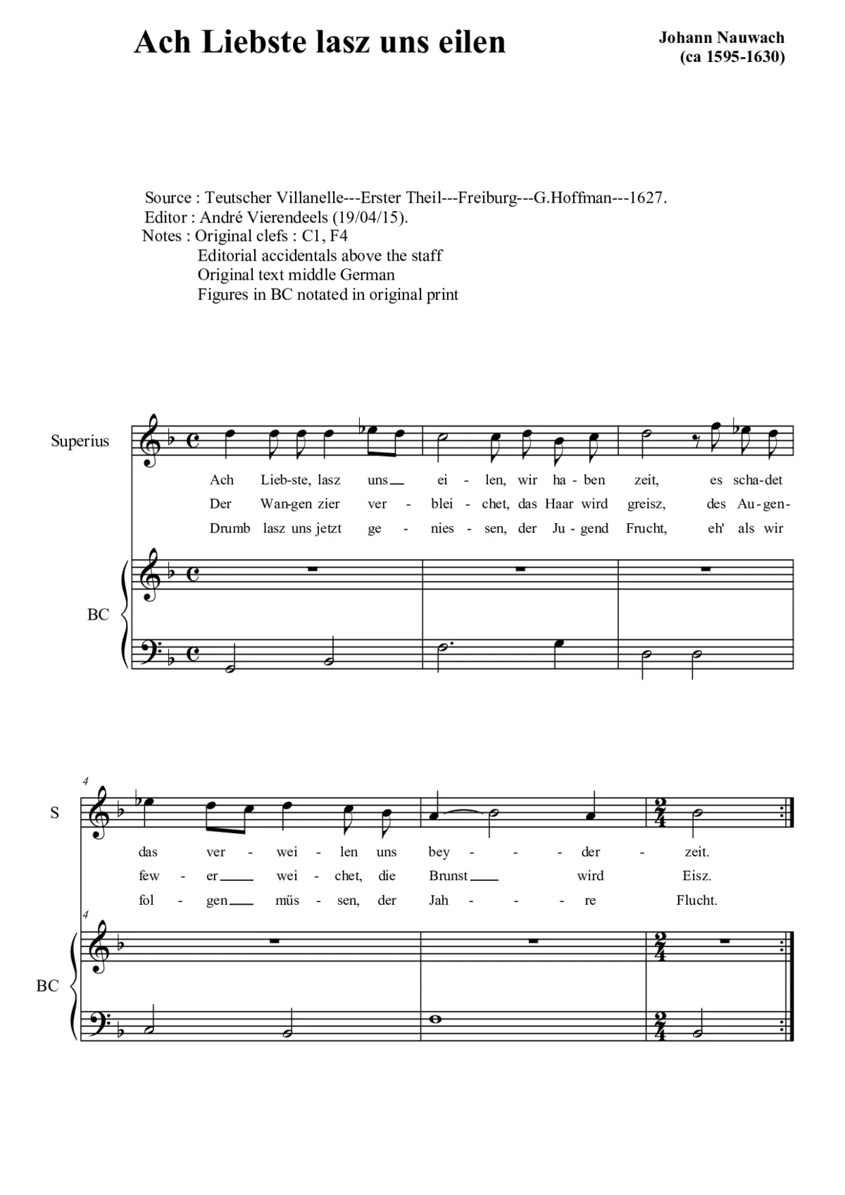 Ach Liebste lasz uns eilen - Page 1