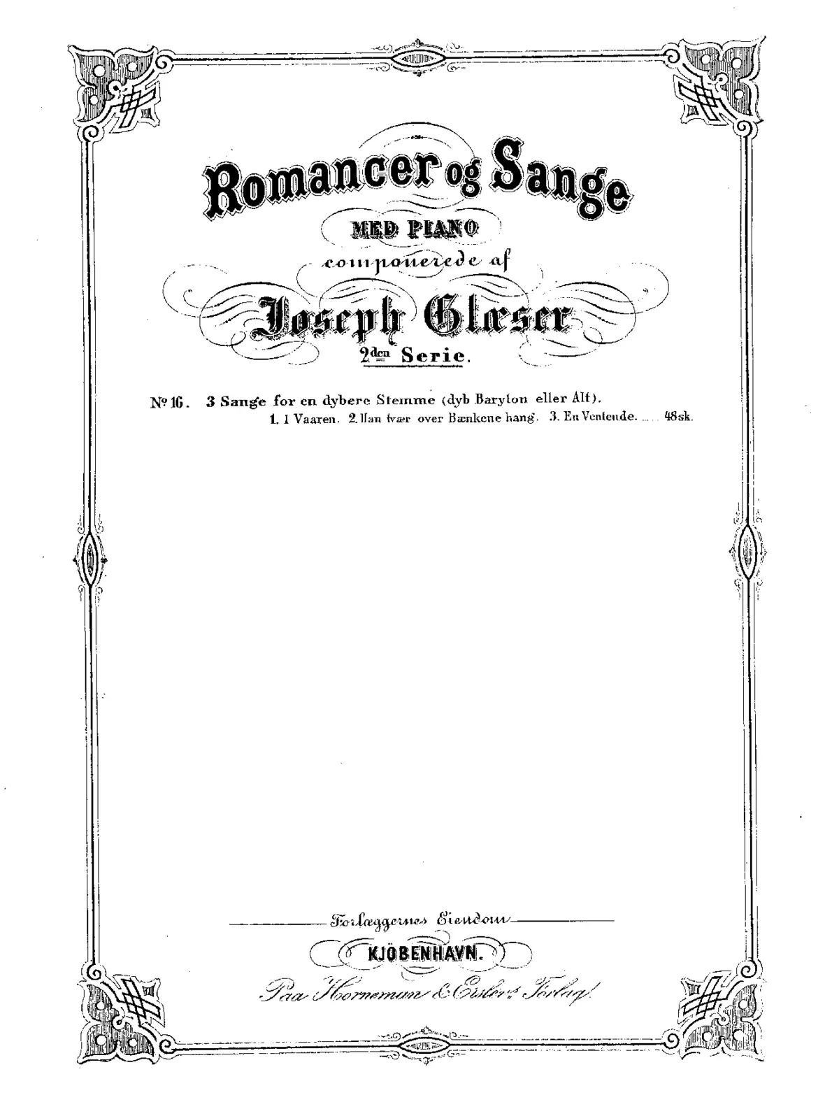 Tre Sange for en dybere Stemme (dyb Baryton eller Alt) - Page 1