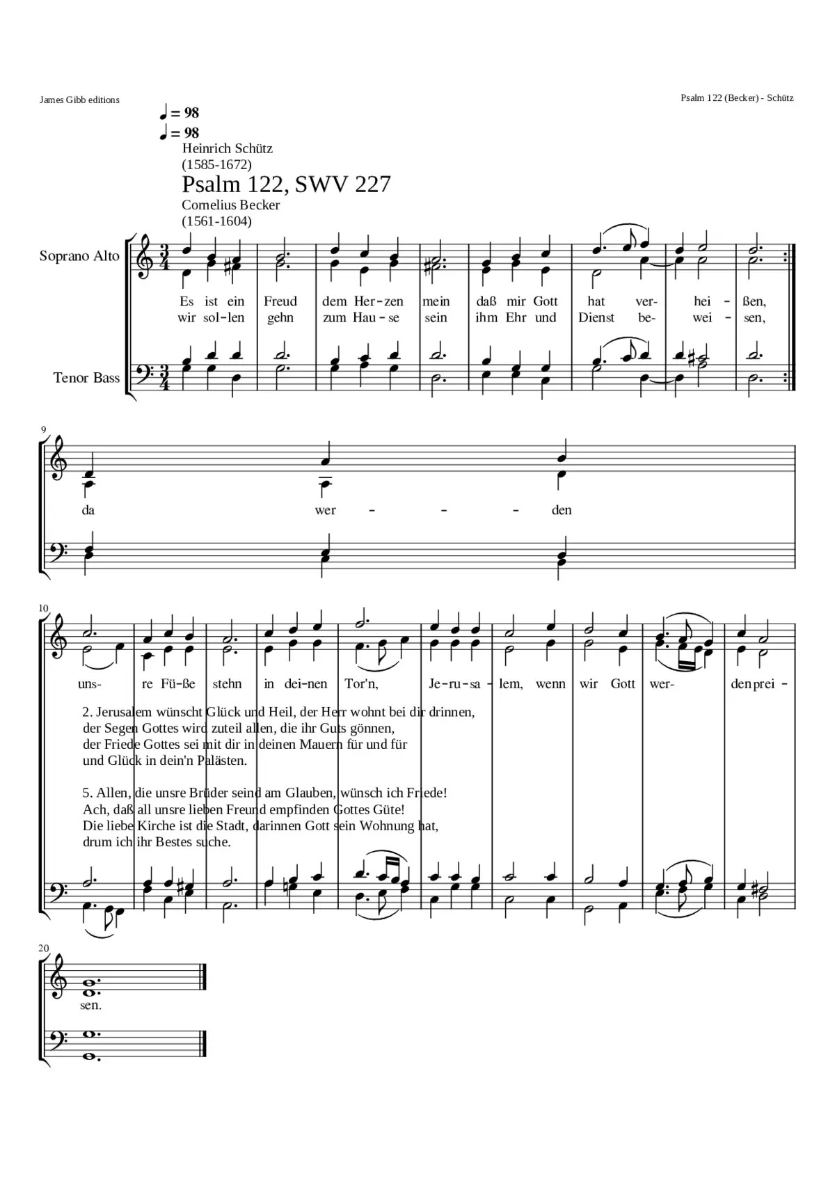 Es ist ein Freud dem Herzen mein SWV 227 - Page 1