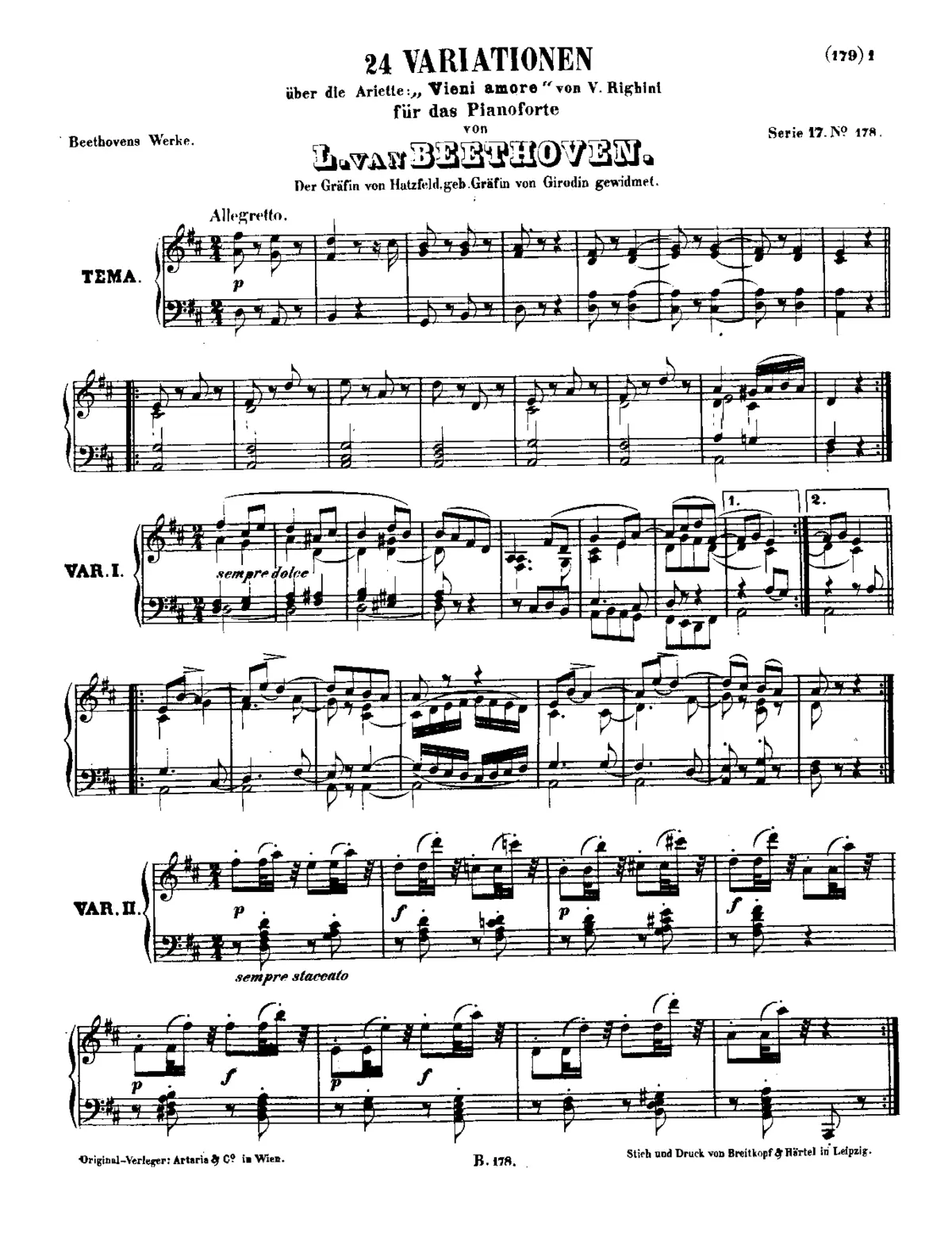 24 Variations on 'Venni Amore' by Vincenzio Righini - Page 1