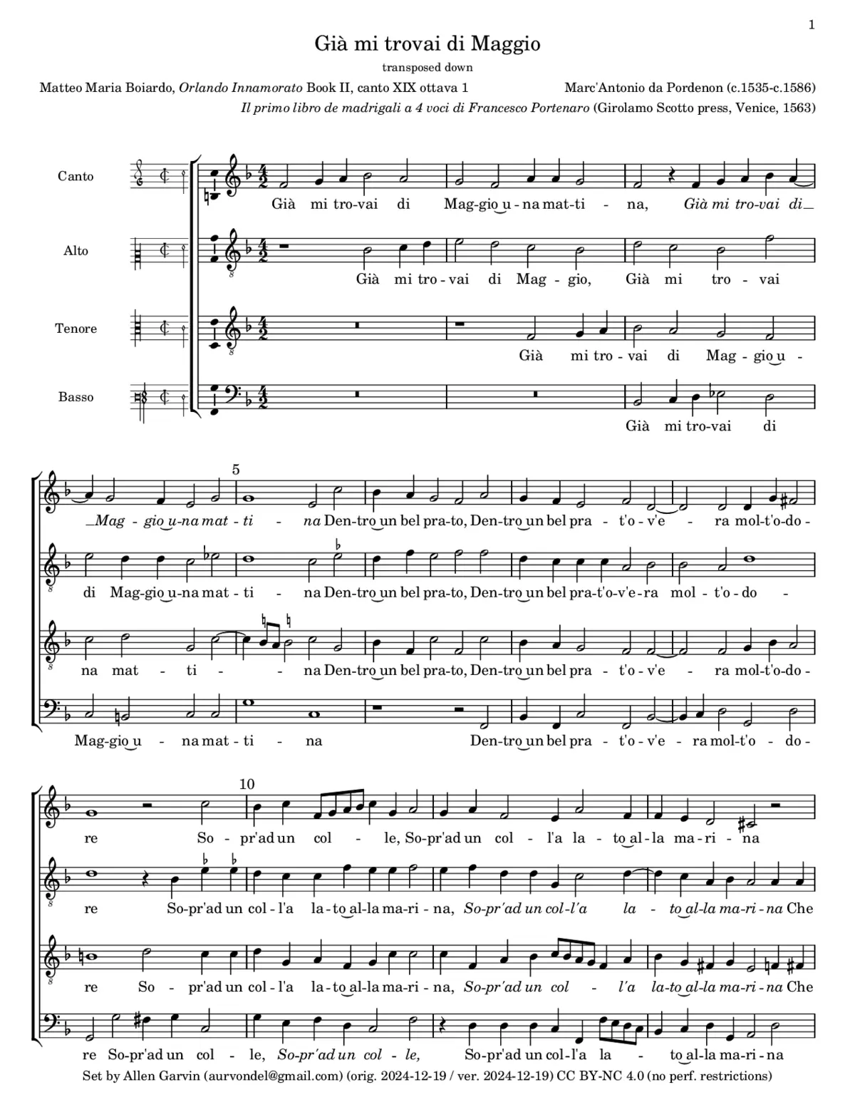 Già mi trovai di Maggio - Page 1