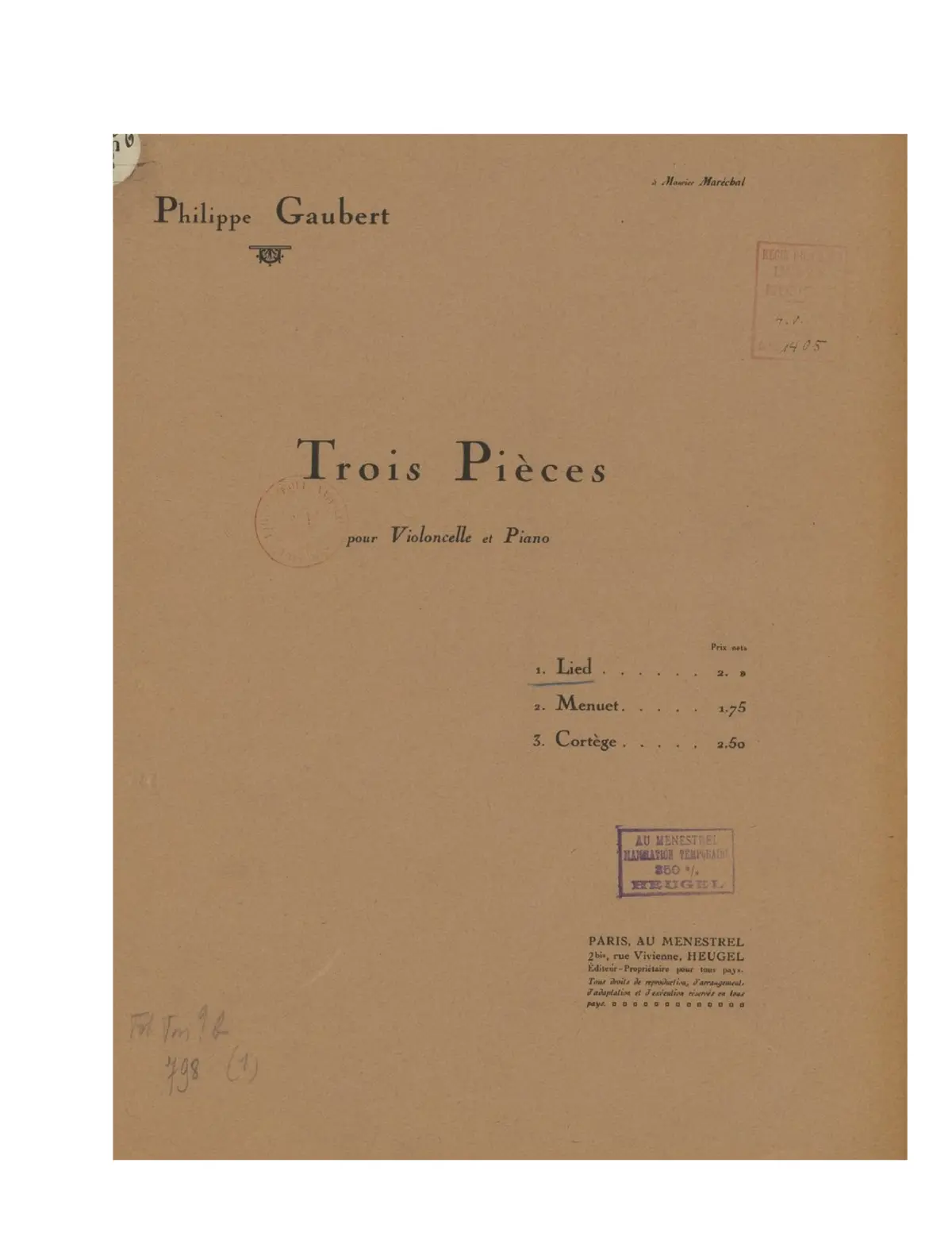 3 Pièces for Cello and Piano - Page 1