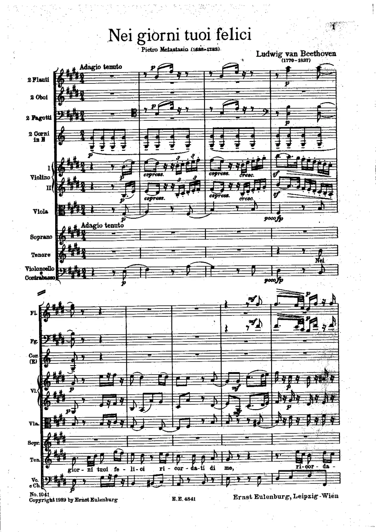 Ne' griorni tuoi felici - Page 1