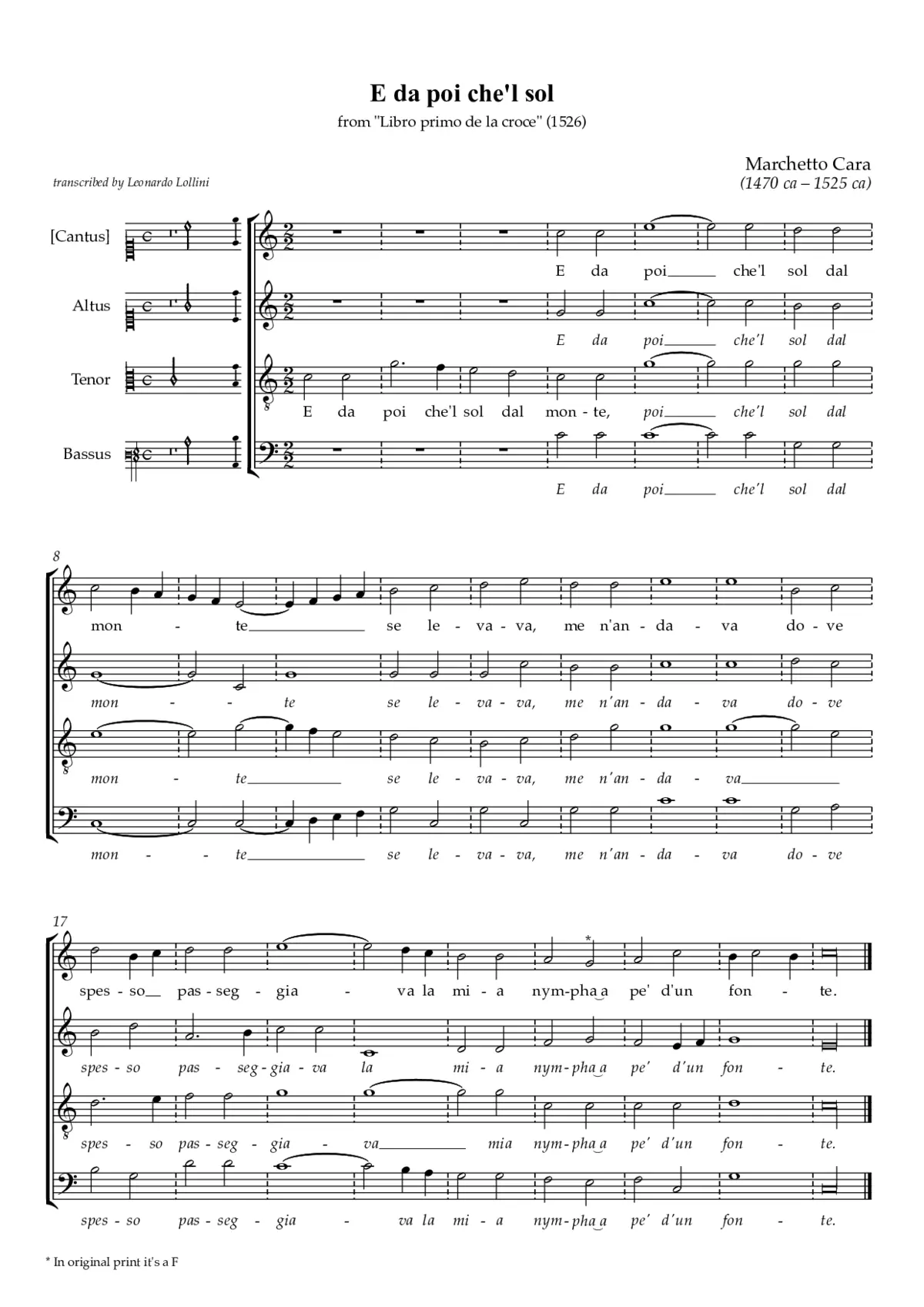 E da poi che'l sol dal monte - Page 1