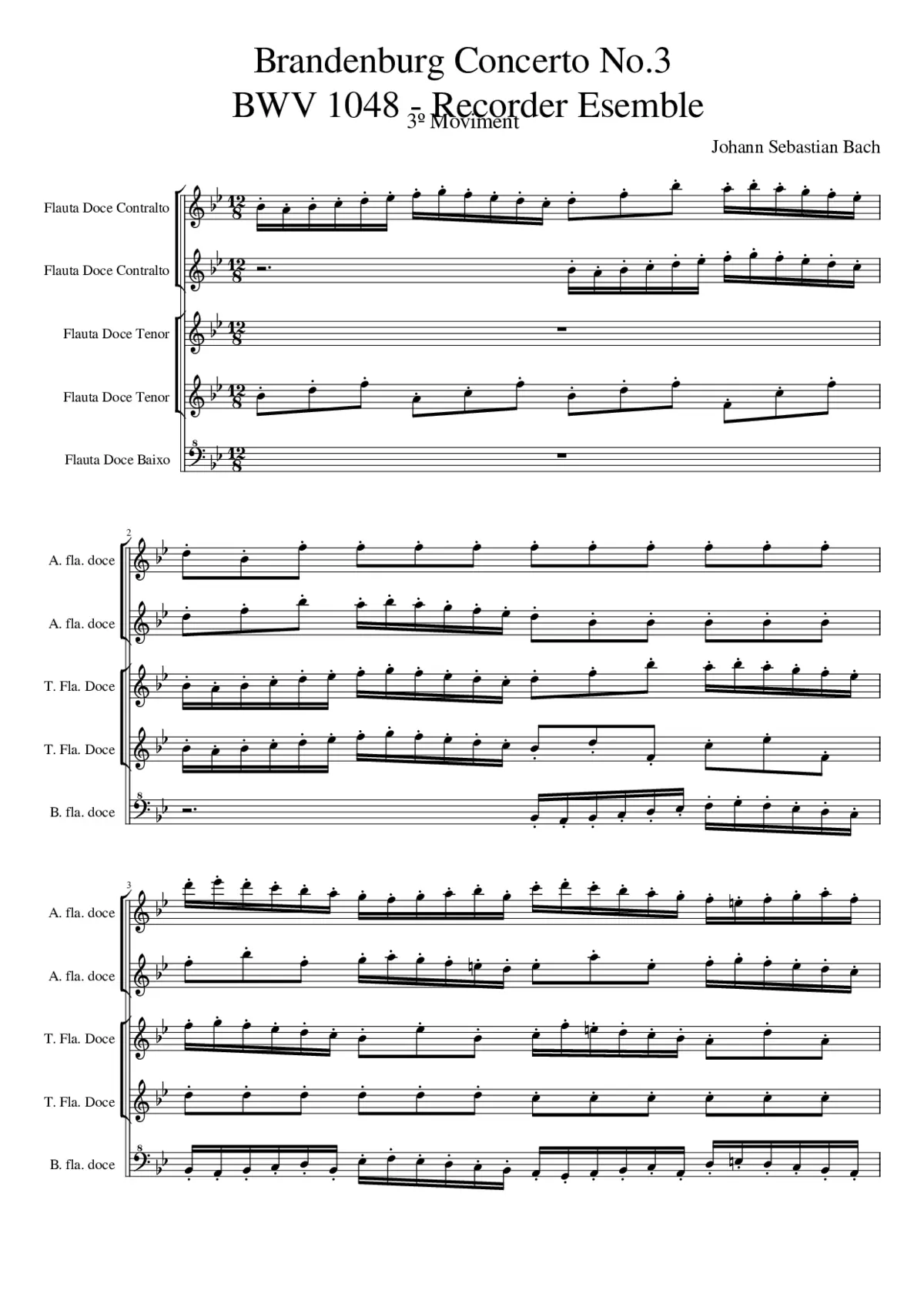 Brandenburg Concerto No.3 in G major BWV 1048 - Page 1