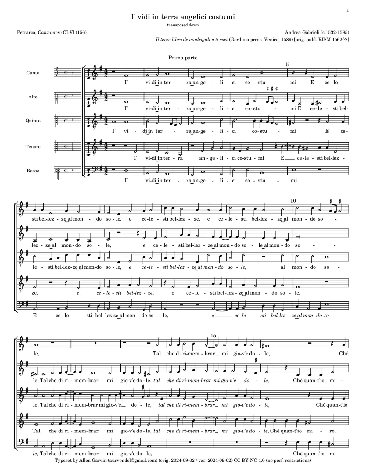 I' vidi in terra angelici costumi - Page 1