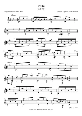 Guitar Waltz in C major, MS 92
