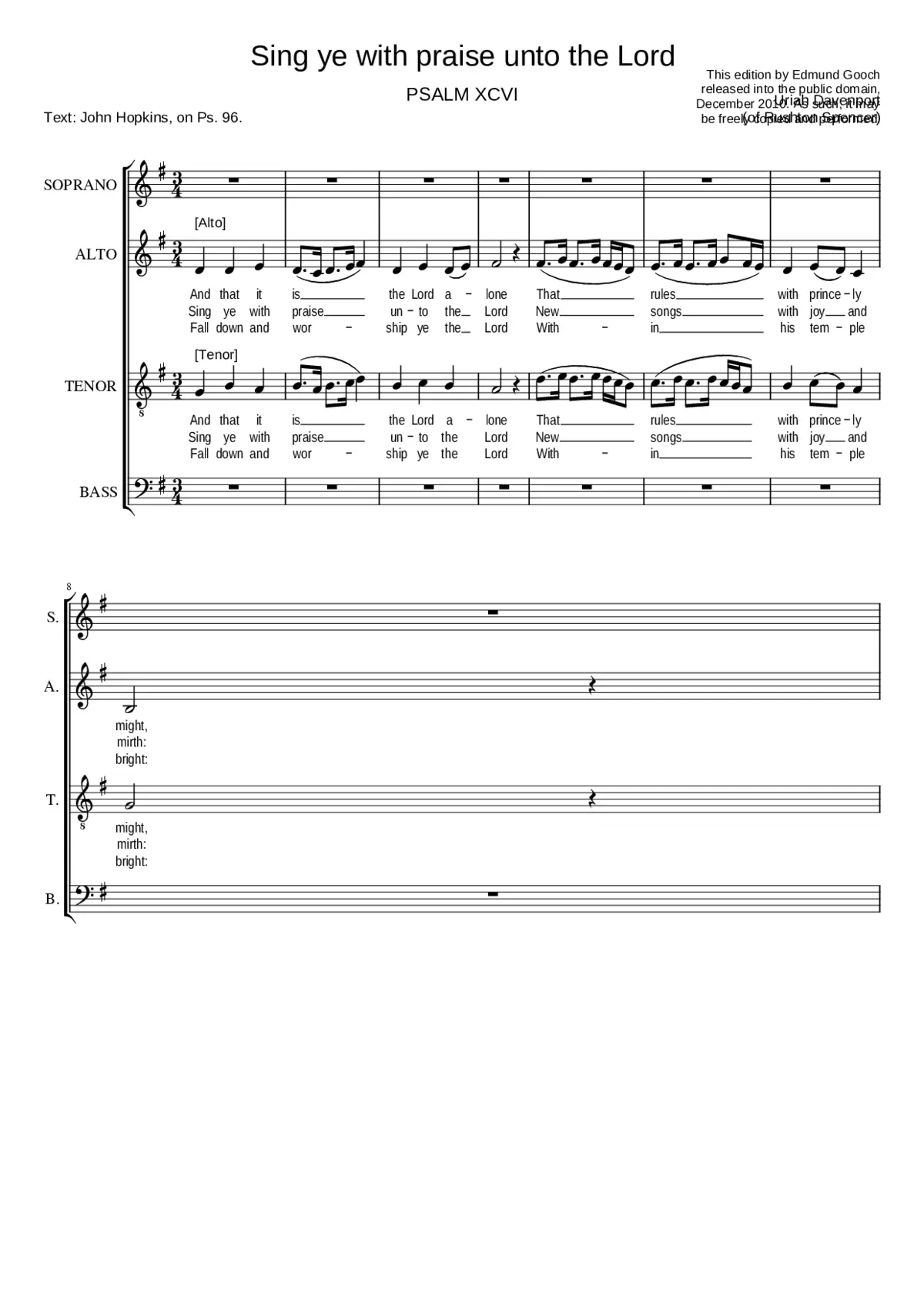 Sing ye with praise unto the Lord - Page 1