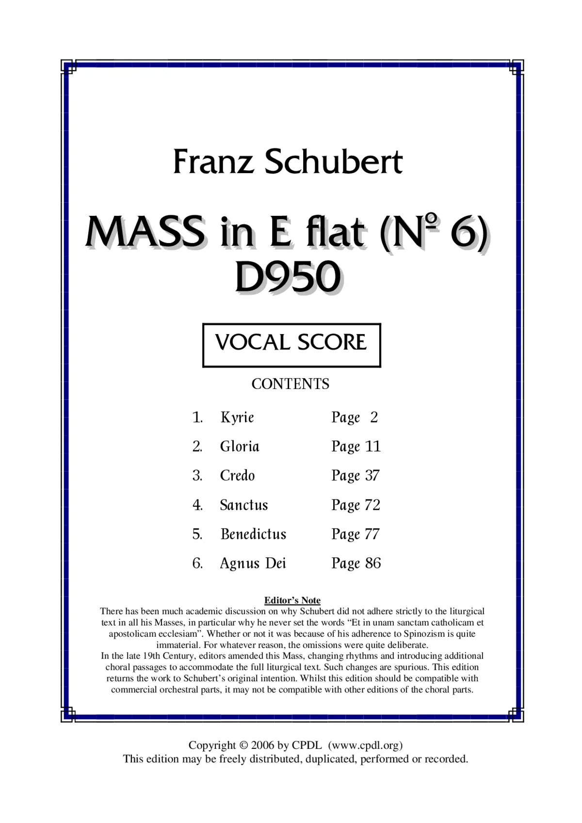 Mass No. 6 in E flat major, D950 - Page 1