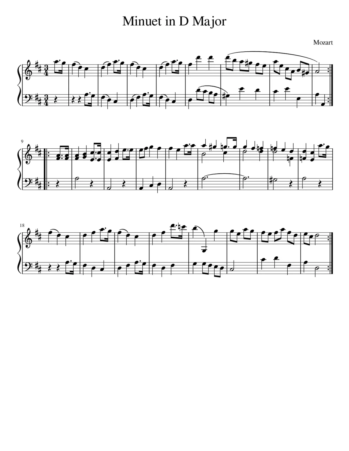 Minuet in D Major K94/73h - Page 1