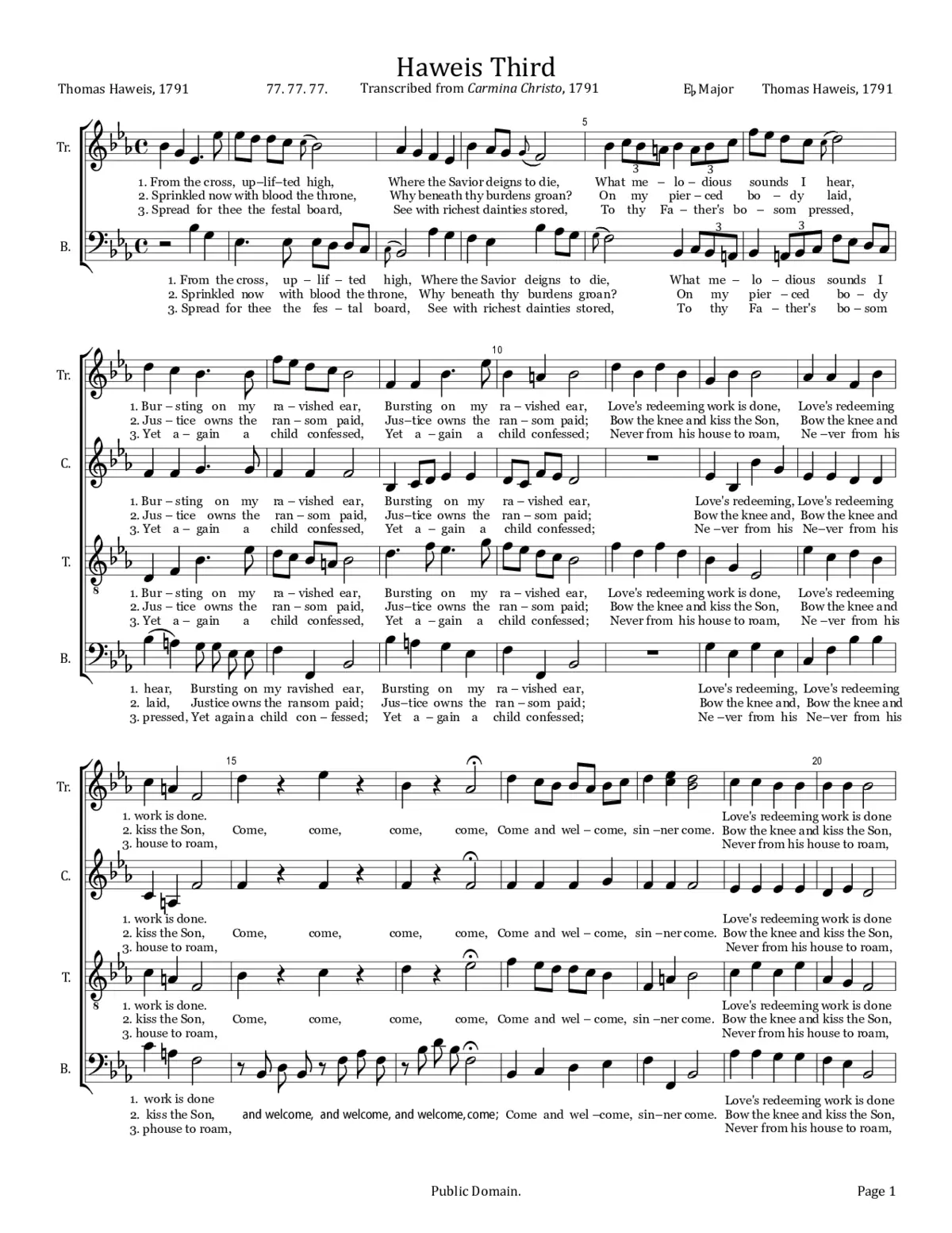 From the cross, uplifted high - Page 1