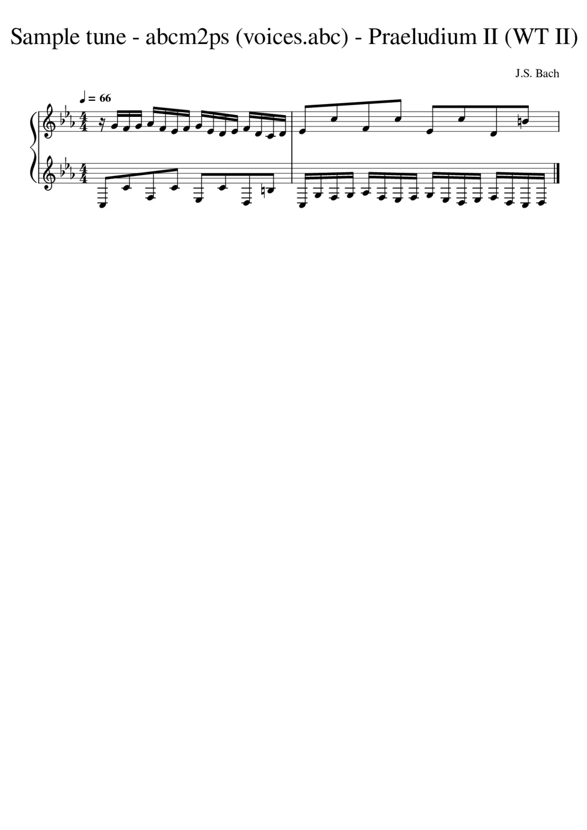 Sample tune - abcm2ps (voices.abc) - Praeludium II (WT II) - Page 1