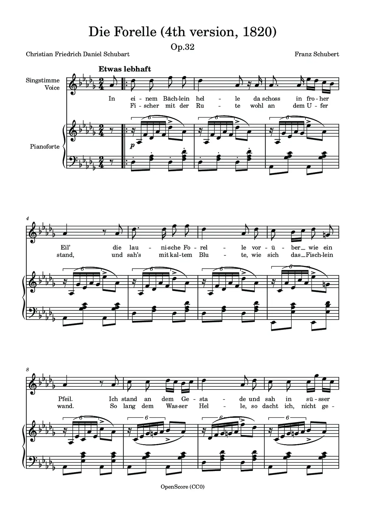 Die Forelle, Op.32, D550d - Page 1