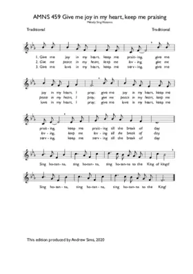 Give me joy in my heart, keep me praising