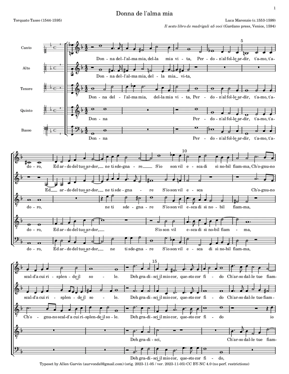 Donna de l'alma mia - Page 1
