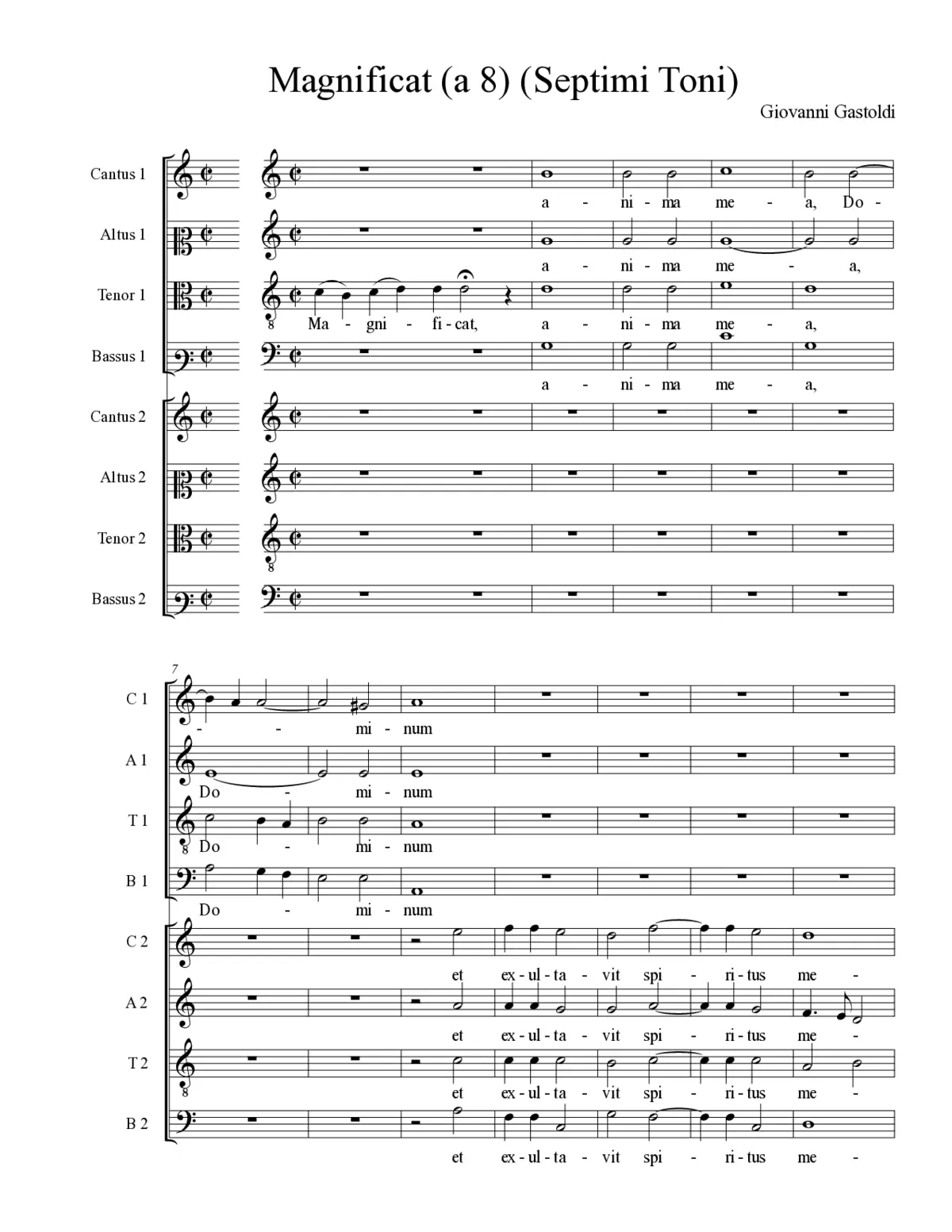 Magnificat (a 8) (Septimi Toni) - Page 1
