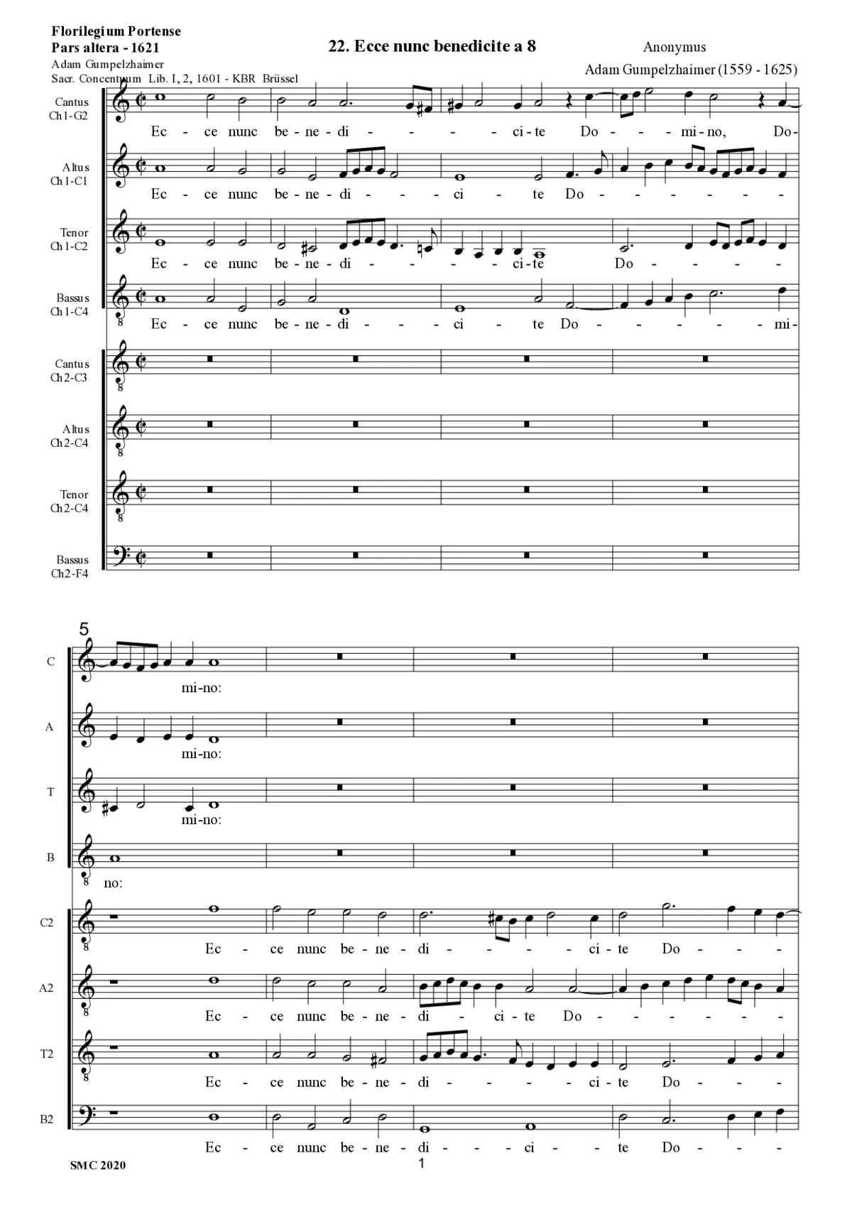 Ecce nunc benedicite 1601 - Page 1