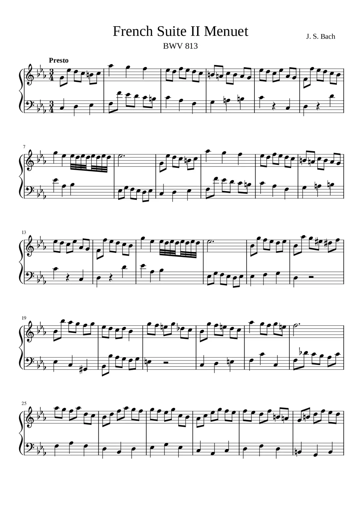 French Suite No.2 in C minor BWV 813 - Page 1