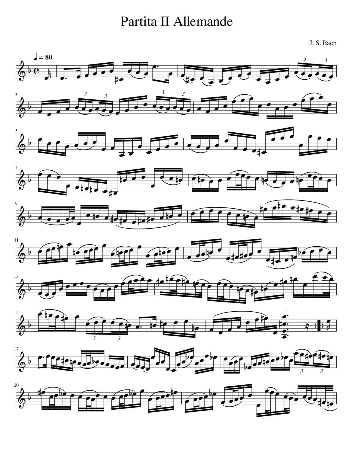 Bach Partita No.2 in D minor BWV 1004 Gigue - Page 1