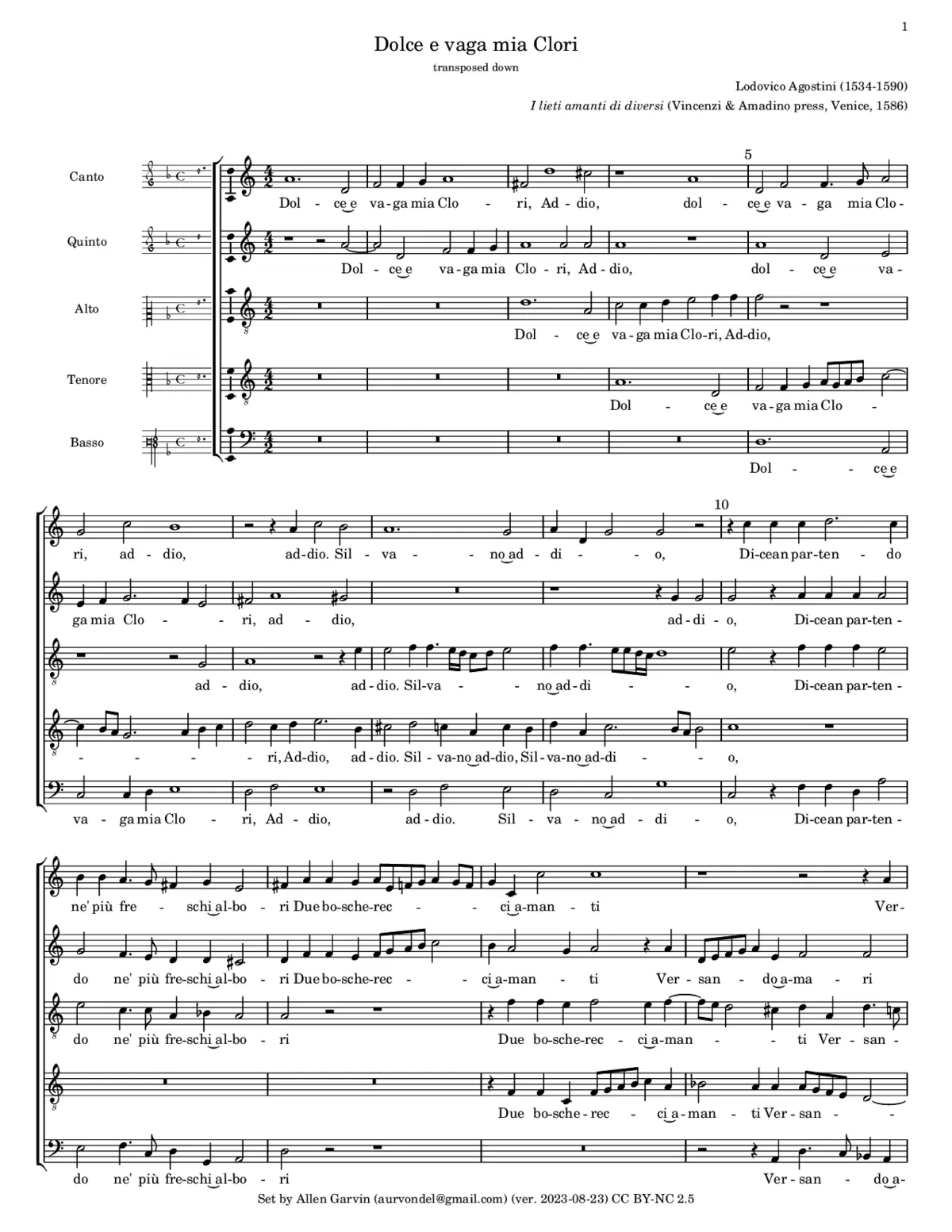 Dolce e vaga mia Clori - Page 1