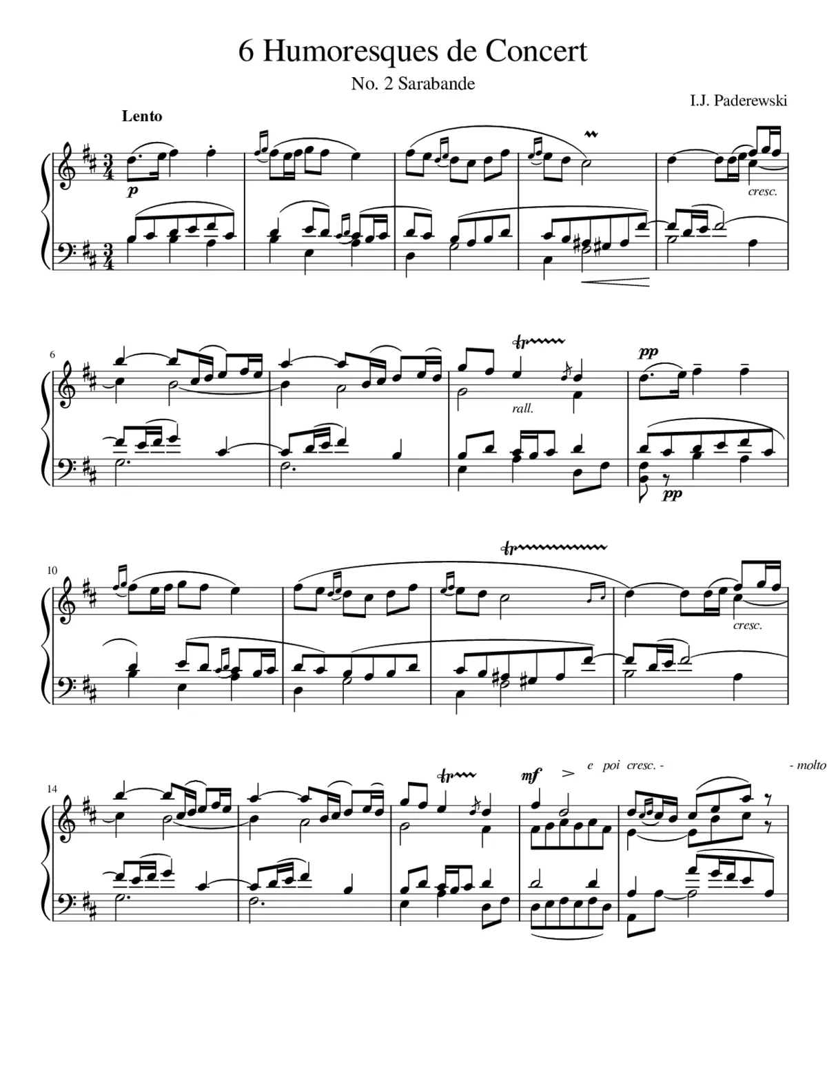 Ignacy Jan Paderewski Sarabande Op. 14 No. 2 - Page 1