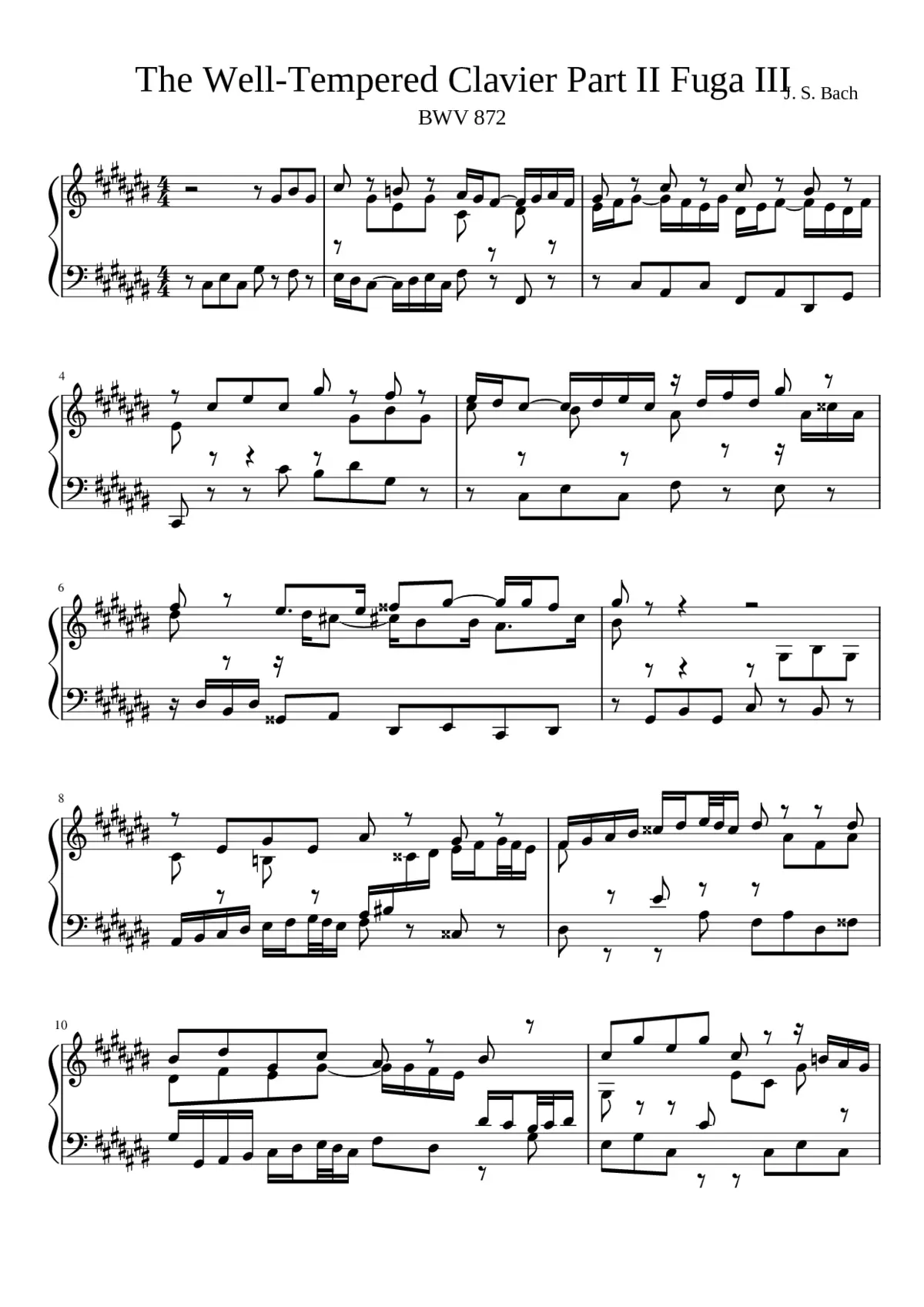 Prelude and Fugue in C-sharp major BWV 872 - Page 1