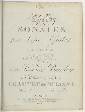 3 Sonates pour Lyre ou Guitare