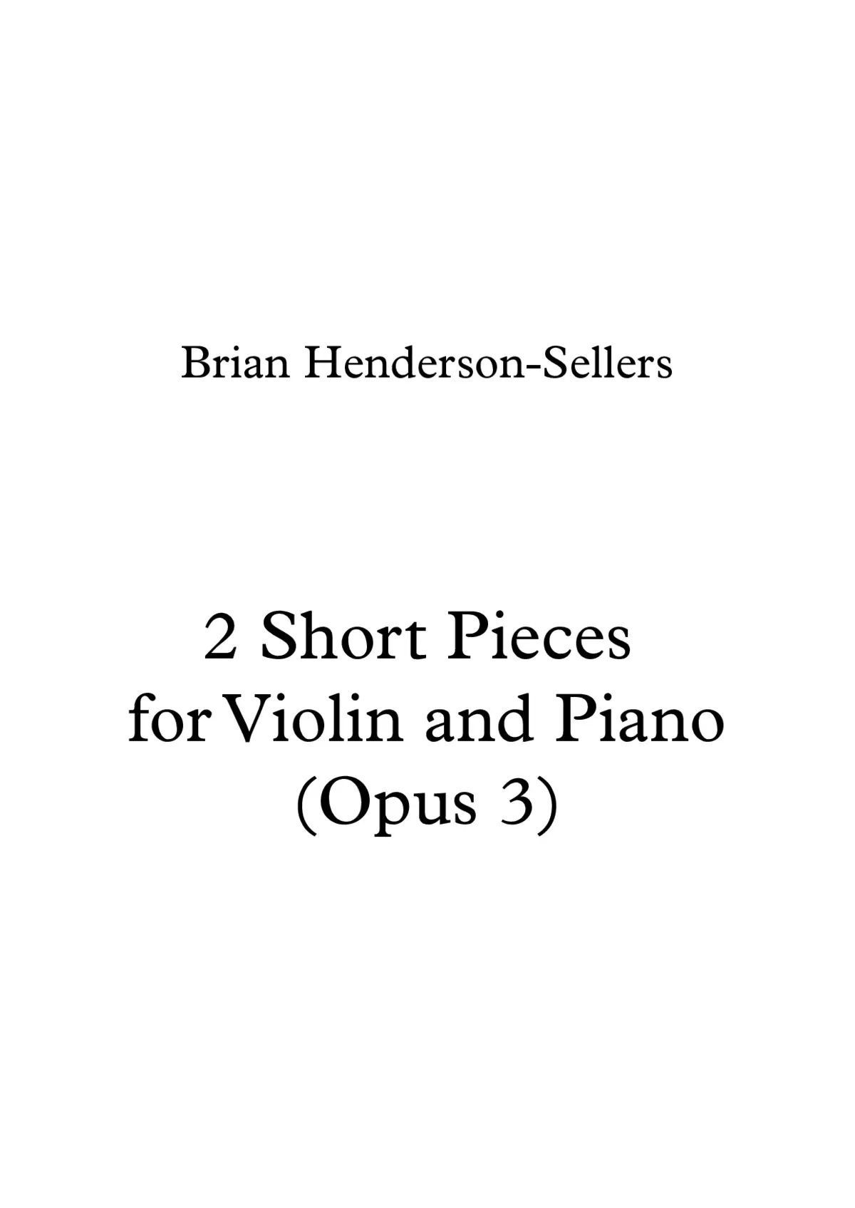 2 Short Pieces for Violin and Piano - Page 1