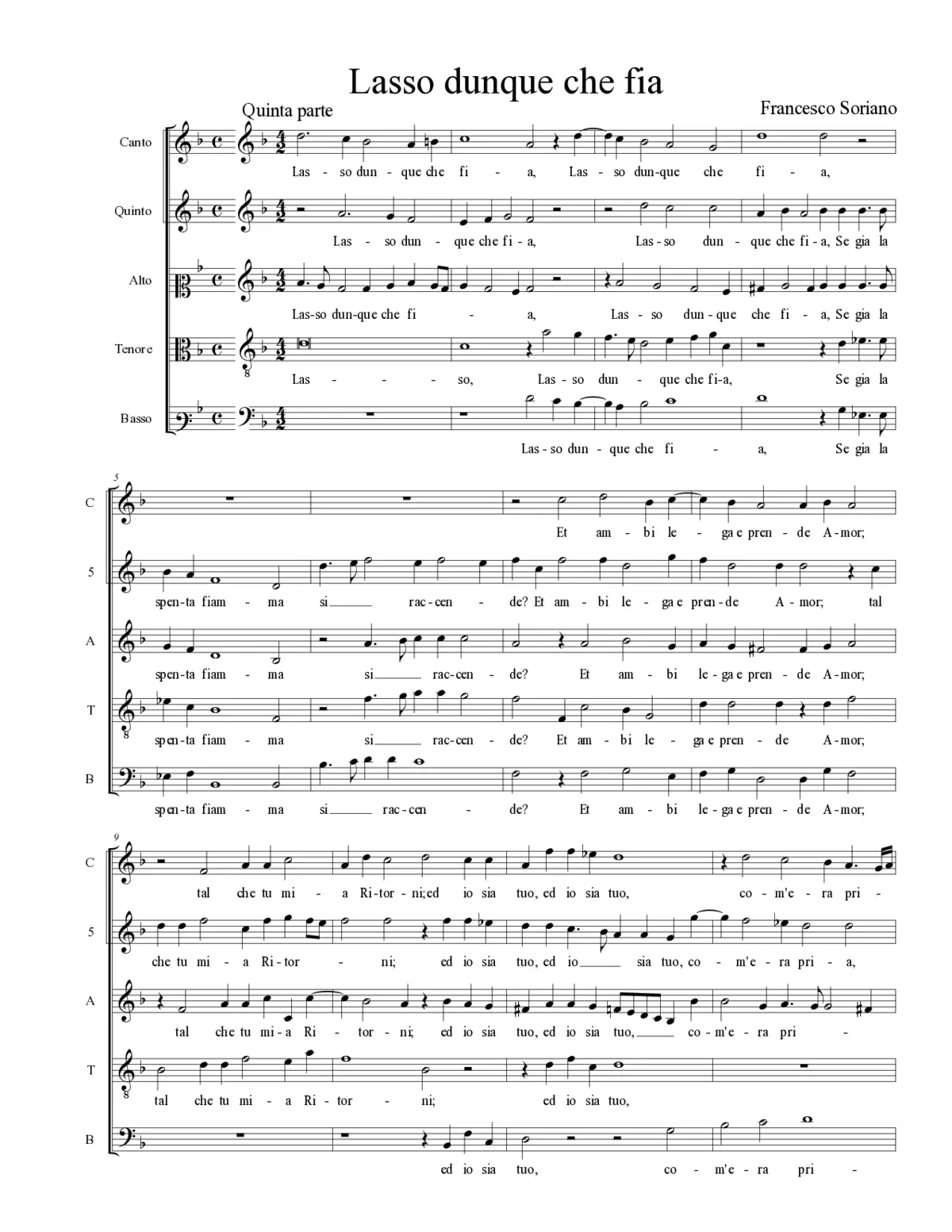Lasso dunque che fia - Page 1