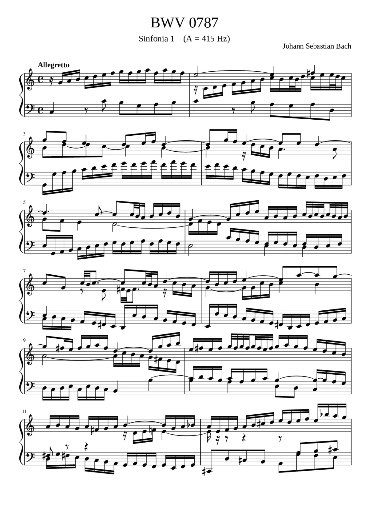 Sinfonia in C major BWV 787 - Page 1