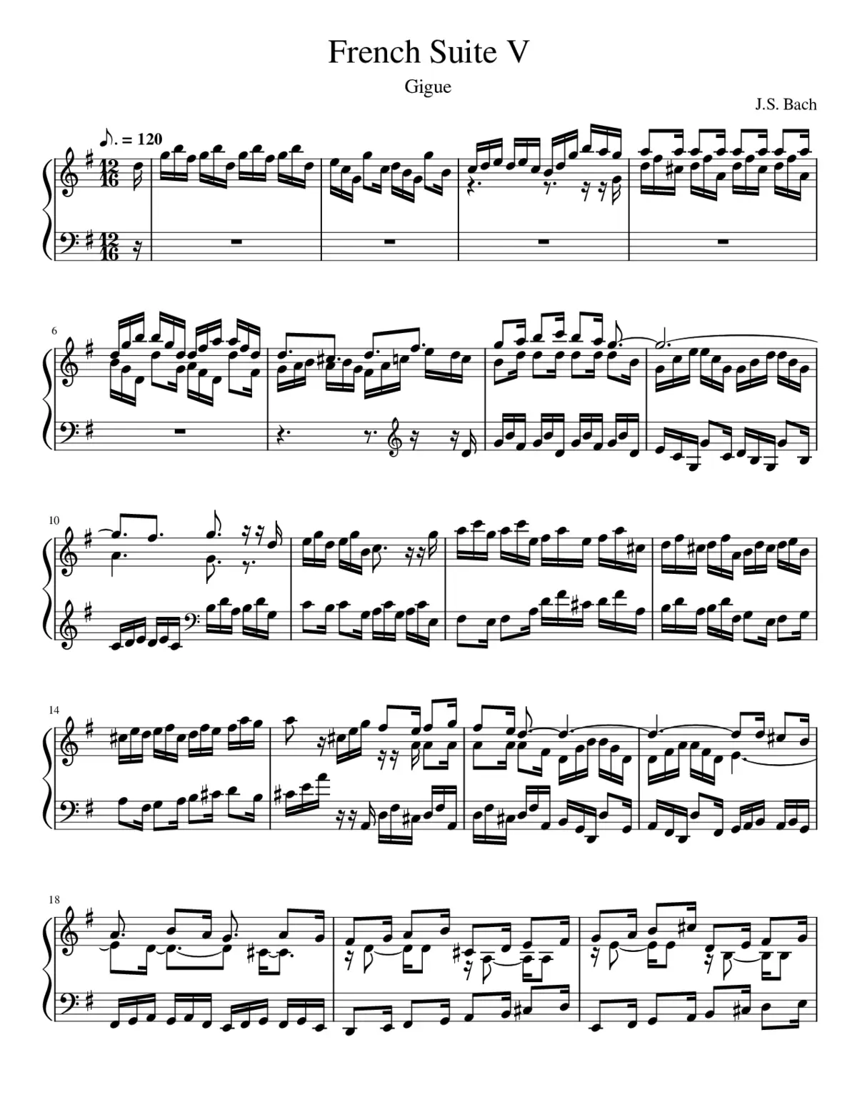 French Suite V: Gigue - Page 1