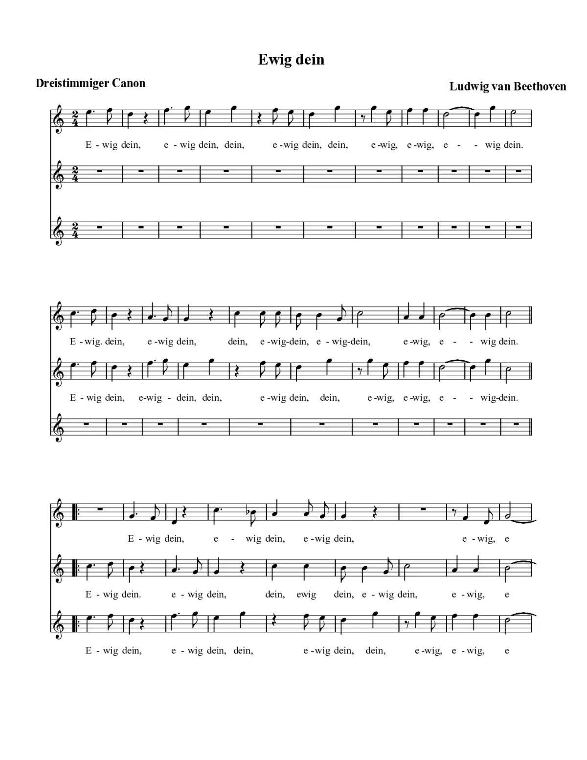 Ewig dein, WoO 161 - Page 1