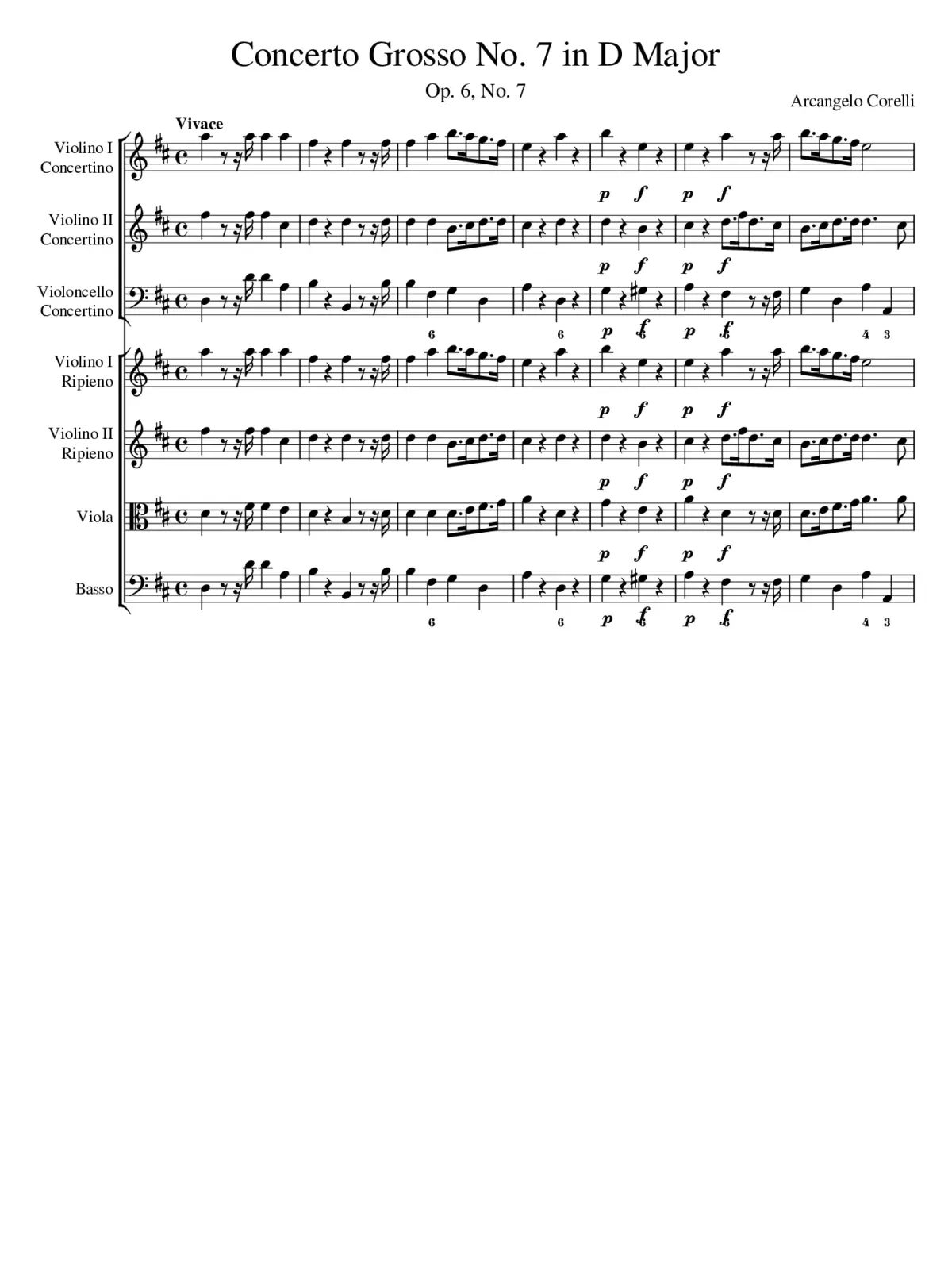 Concerto Grosso in D Major Op.6 No.7 - Page 1