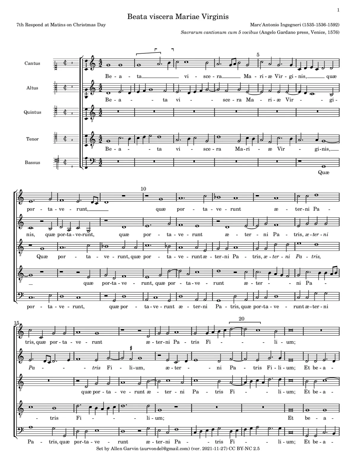 Beata viscera Mariae Virginis - Page 1