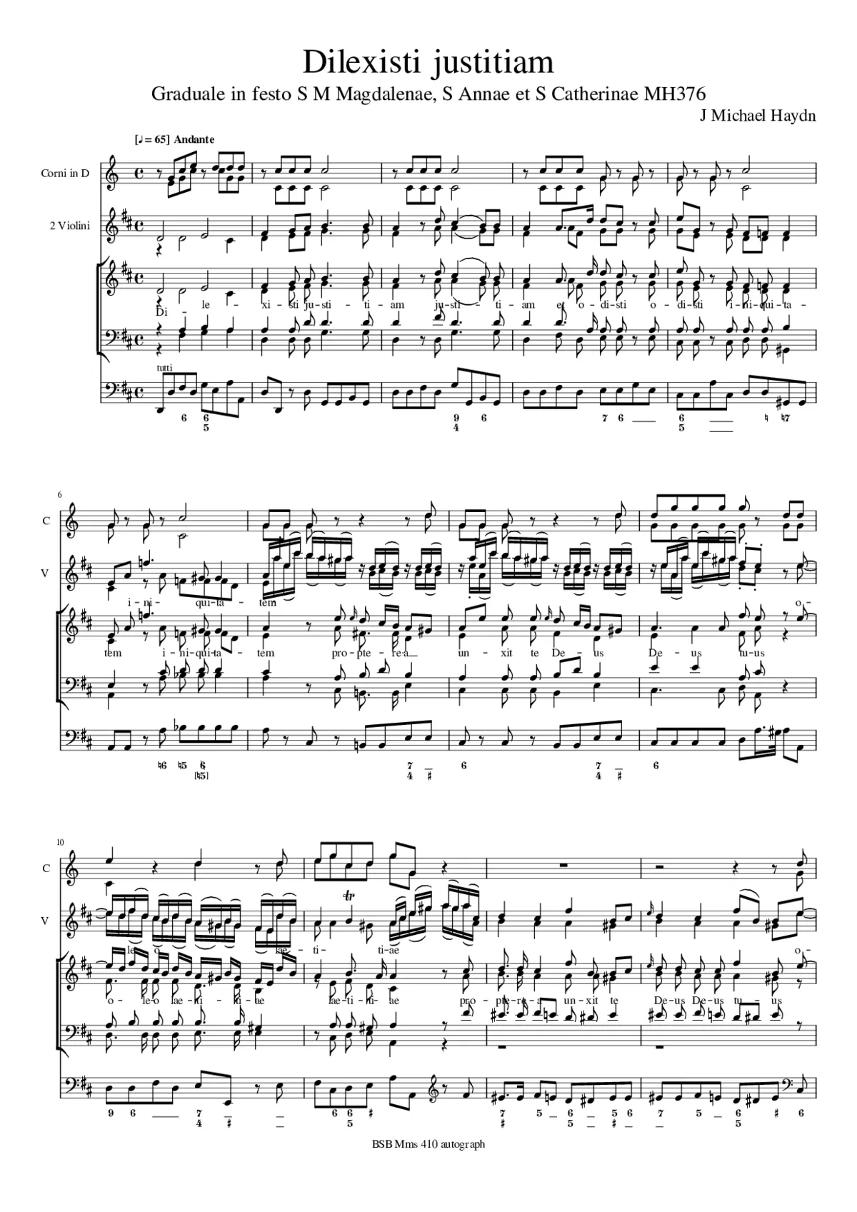 Dilexisti justitiam, MH 376 - Page 1