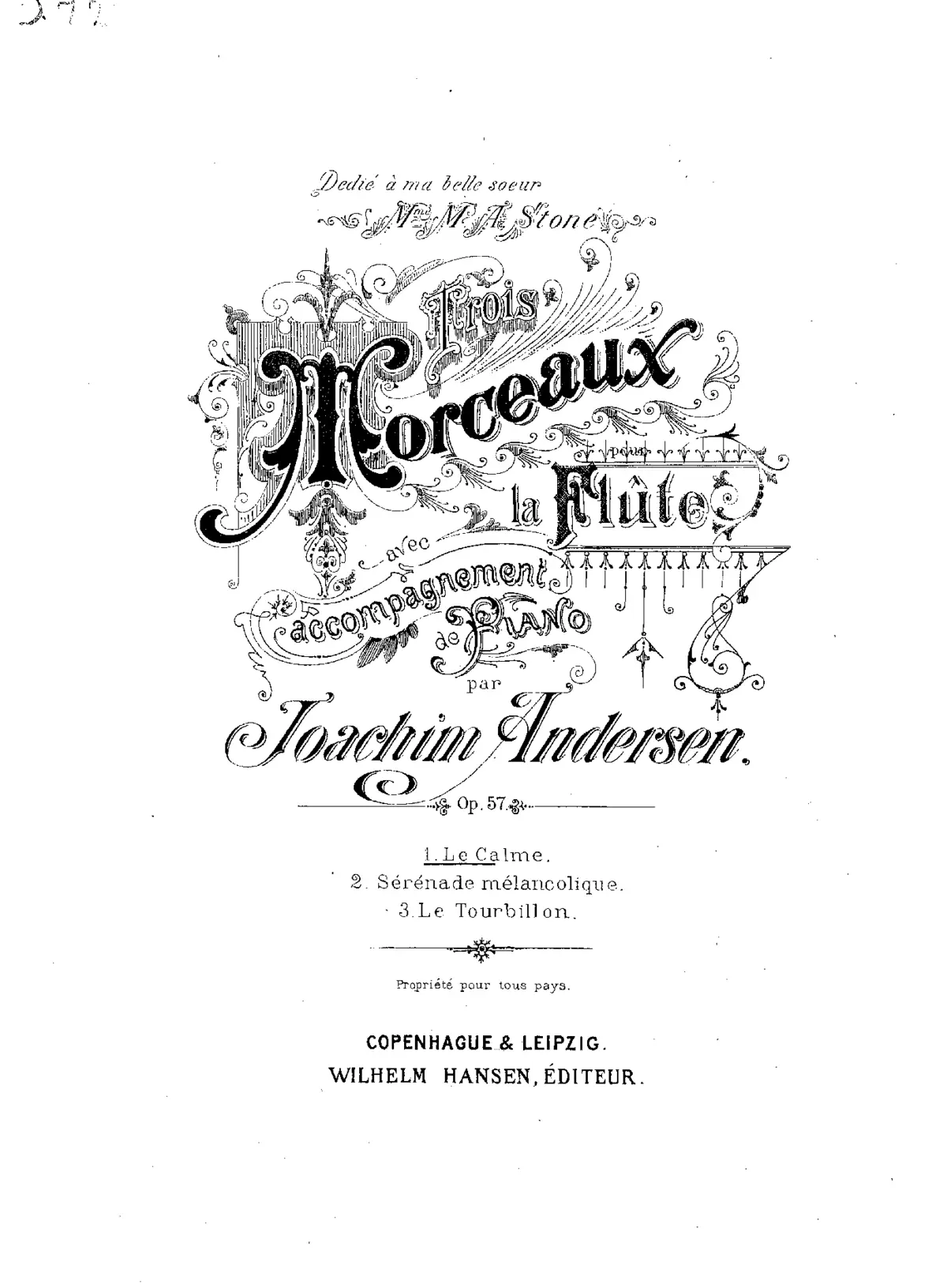 3 Pieces for Flute and Piano, Op.57 - Page 1