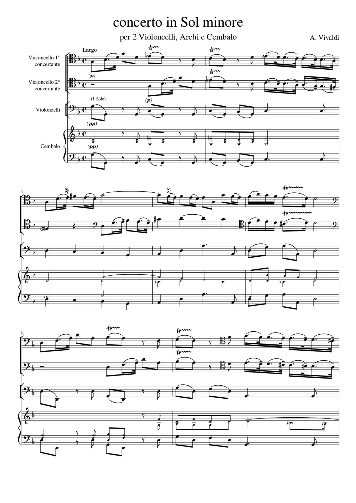 Concerto for 2 Cellos in G minor RV 531 - Page 1