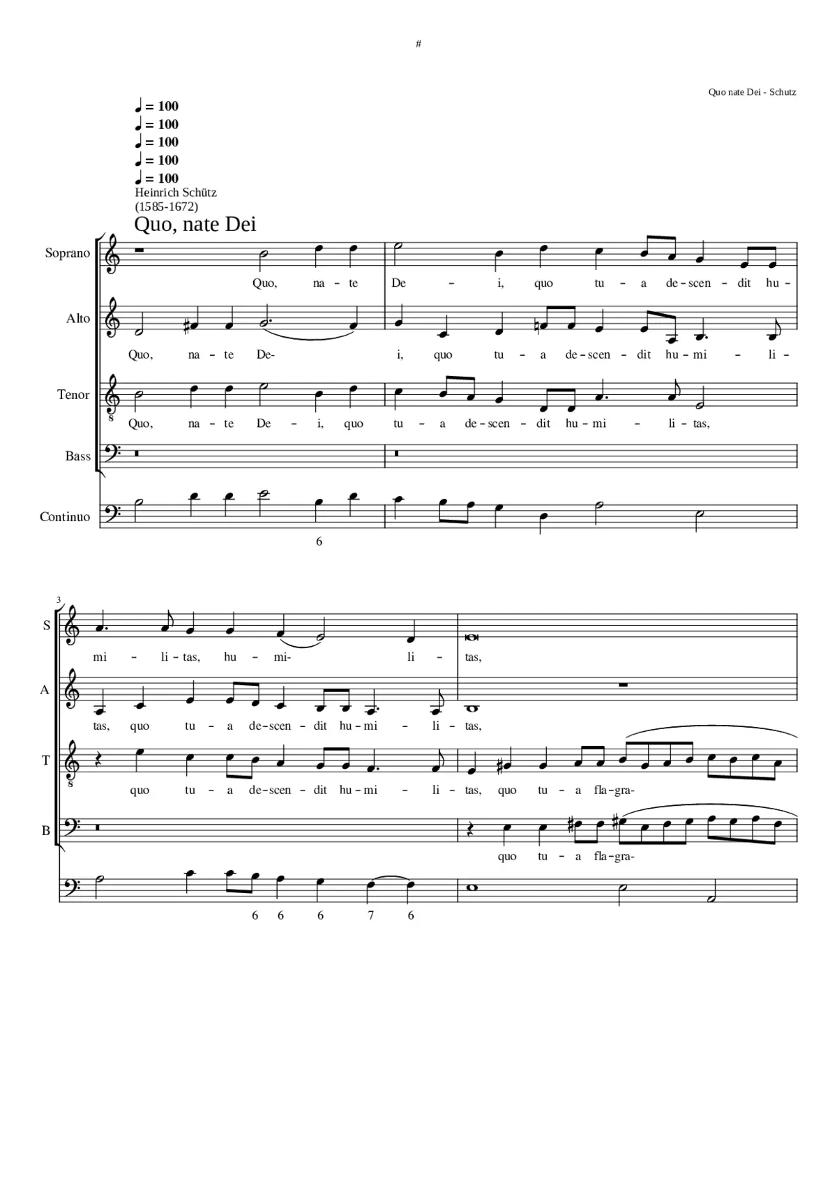 Quo nate Dei quo tua descendit humilitas SWV 59 - Page 1