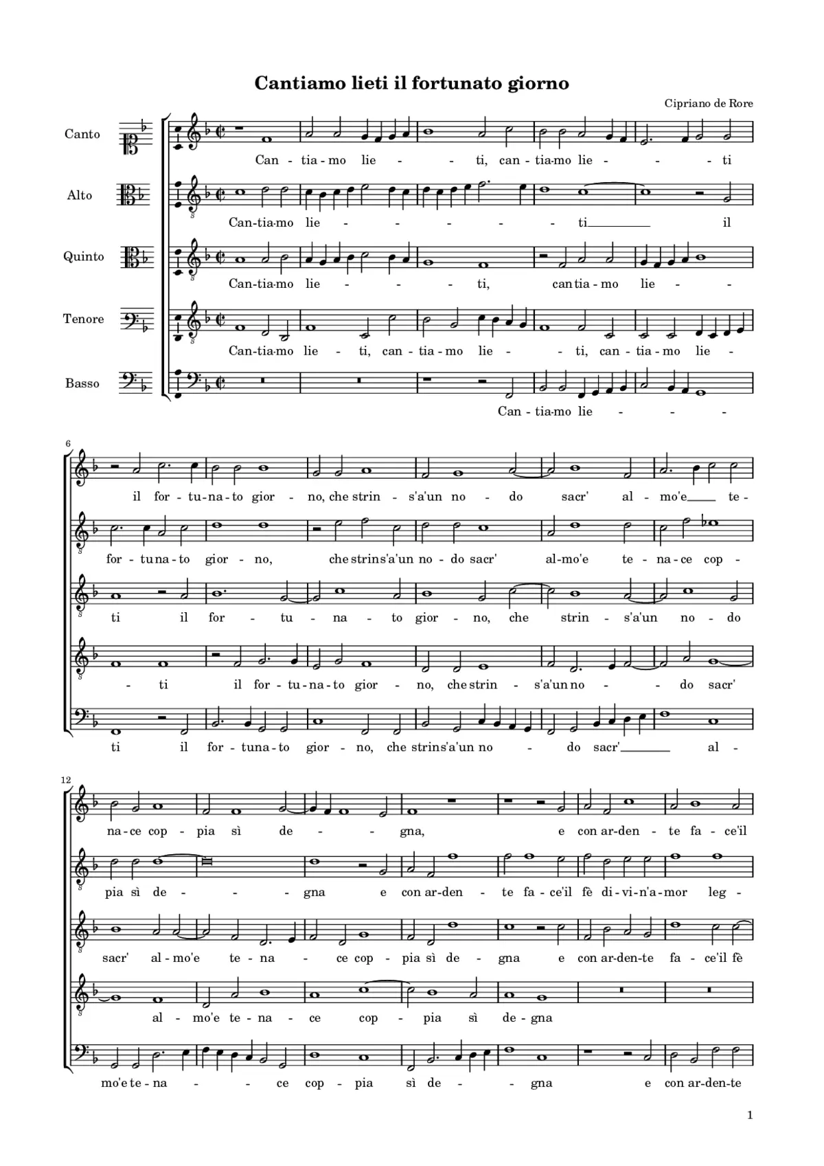 Cantiamo lieti il fortunato giorno - Page 1