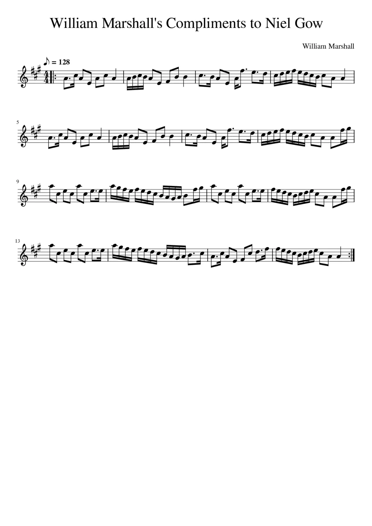 William Marshall's Compliments to Niel Gow - Page 1