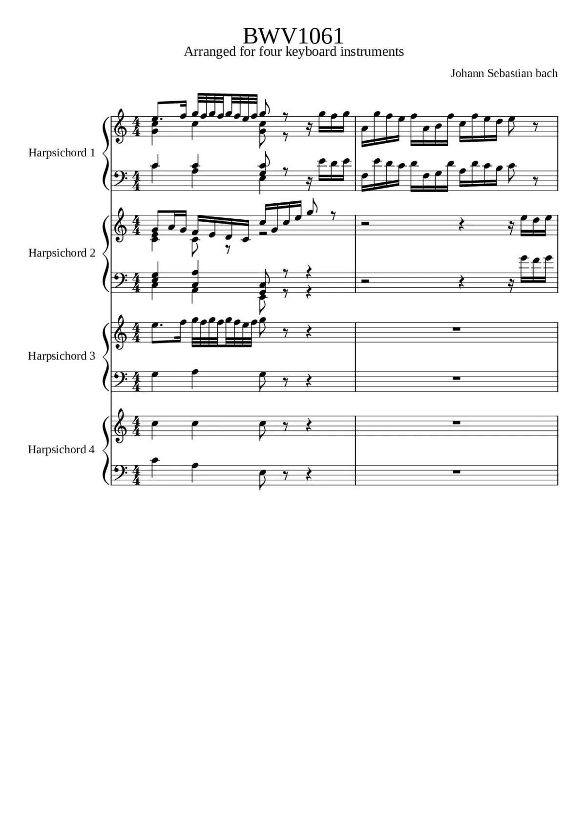 Concerto for 2 Harpsichords in C major BWV 1061 - Page 1
